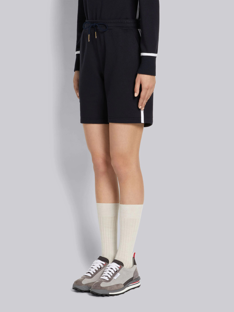 Thom Browne Navy Cotton Loopback Contrast Stripe Framing Mid-thigh Shorts outlook
