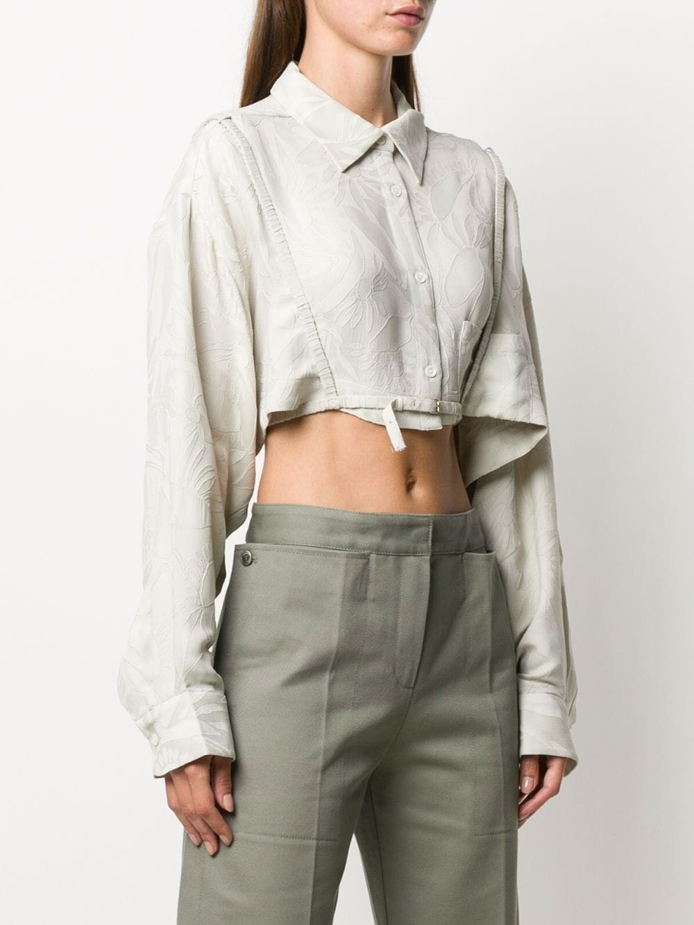 cropped jacquard blouse - 3