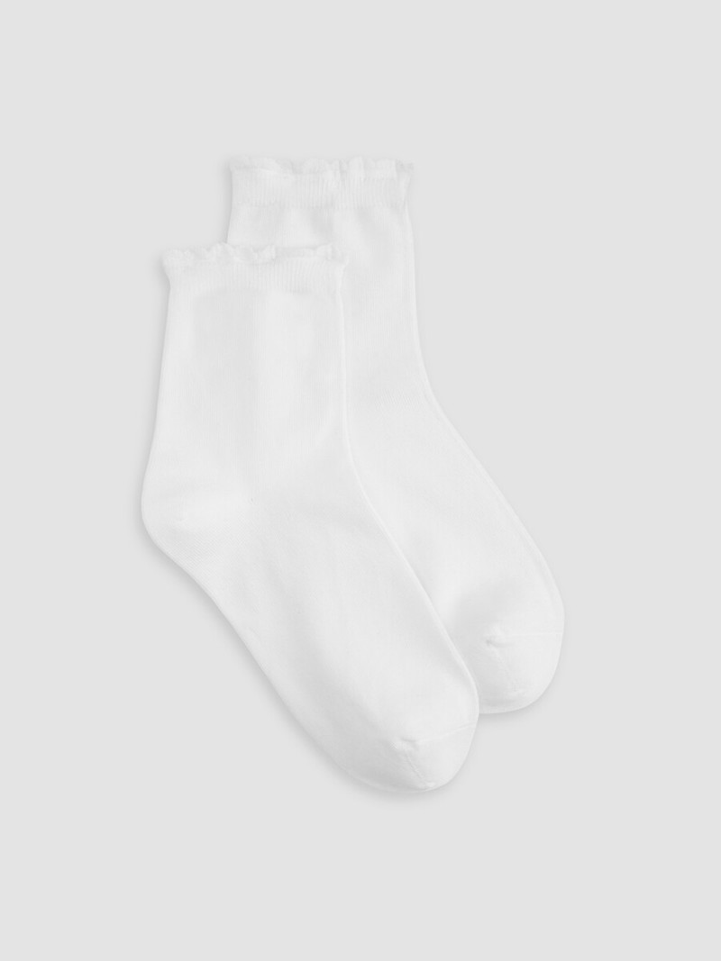 Cotton Rib Scallop Edge Short Crew Sock 1