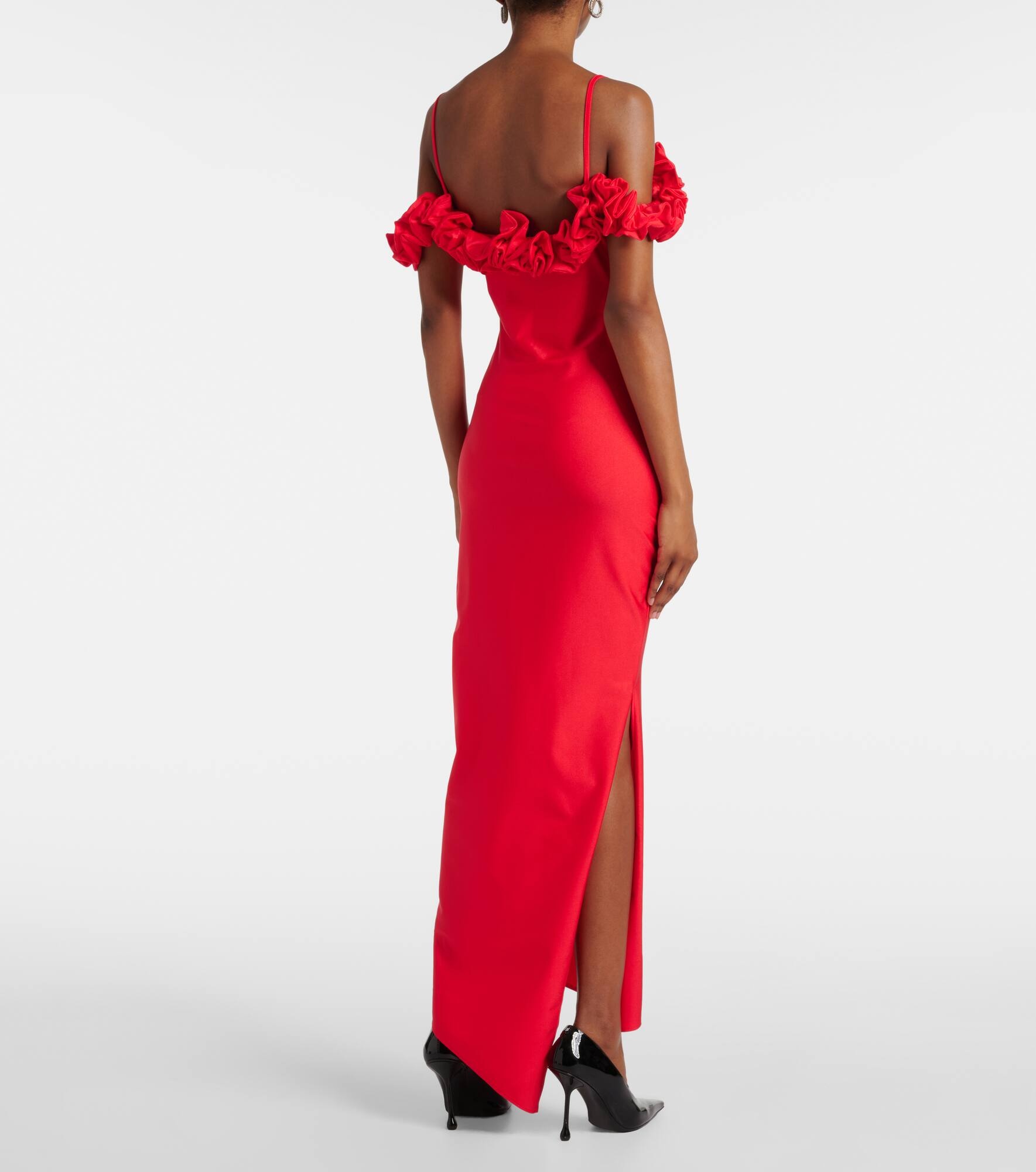 Floral-appliqué jersey gown - 3