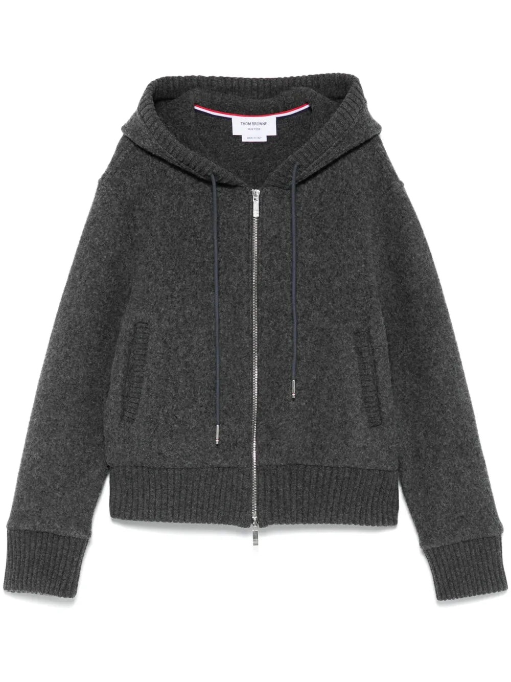 THOM BROWNE - Women Wool Fleece Zip Up Hoodie - 5