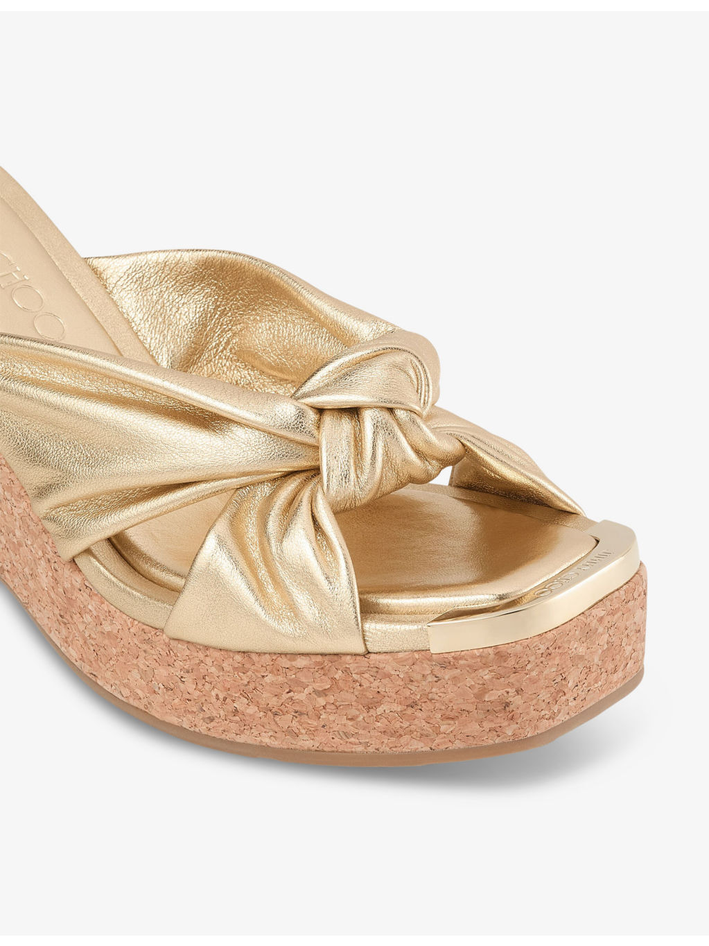 Avenue twist-knot metallic-leather wedges - 5