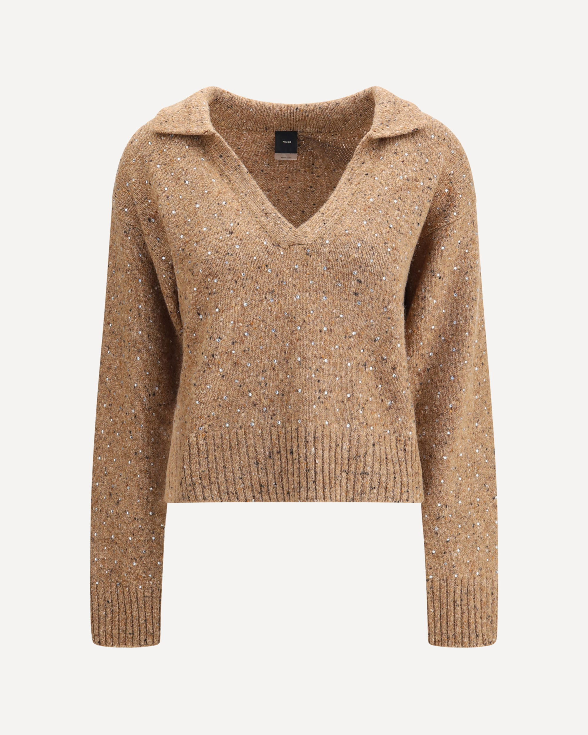 V-neck Sweater with rhinestones - 1