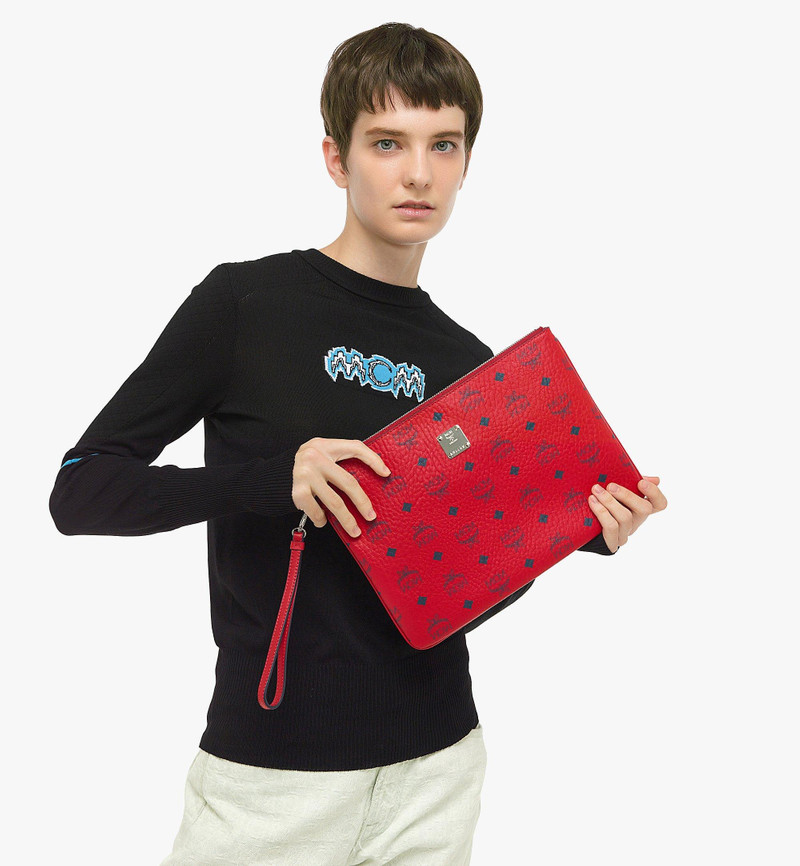 MCM Wristlet Zip Pouch in Visetos Original outlook