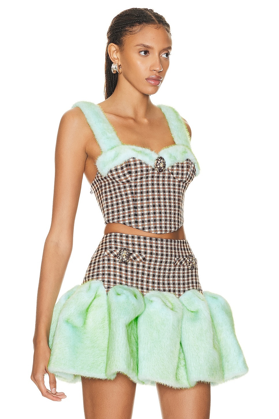 Faux Fur Trim Bustier Top - 2