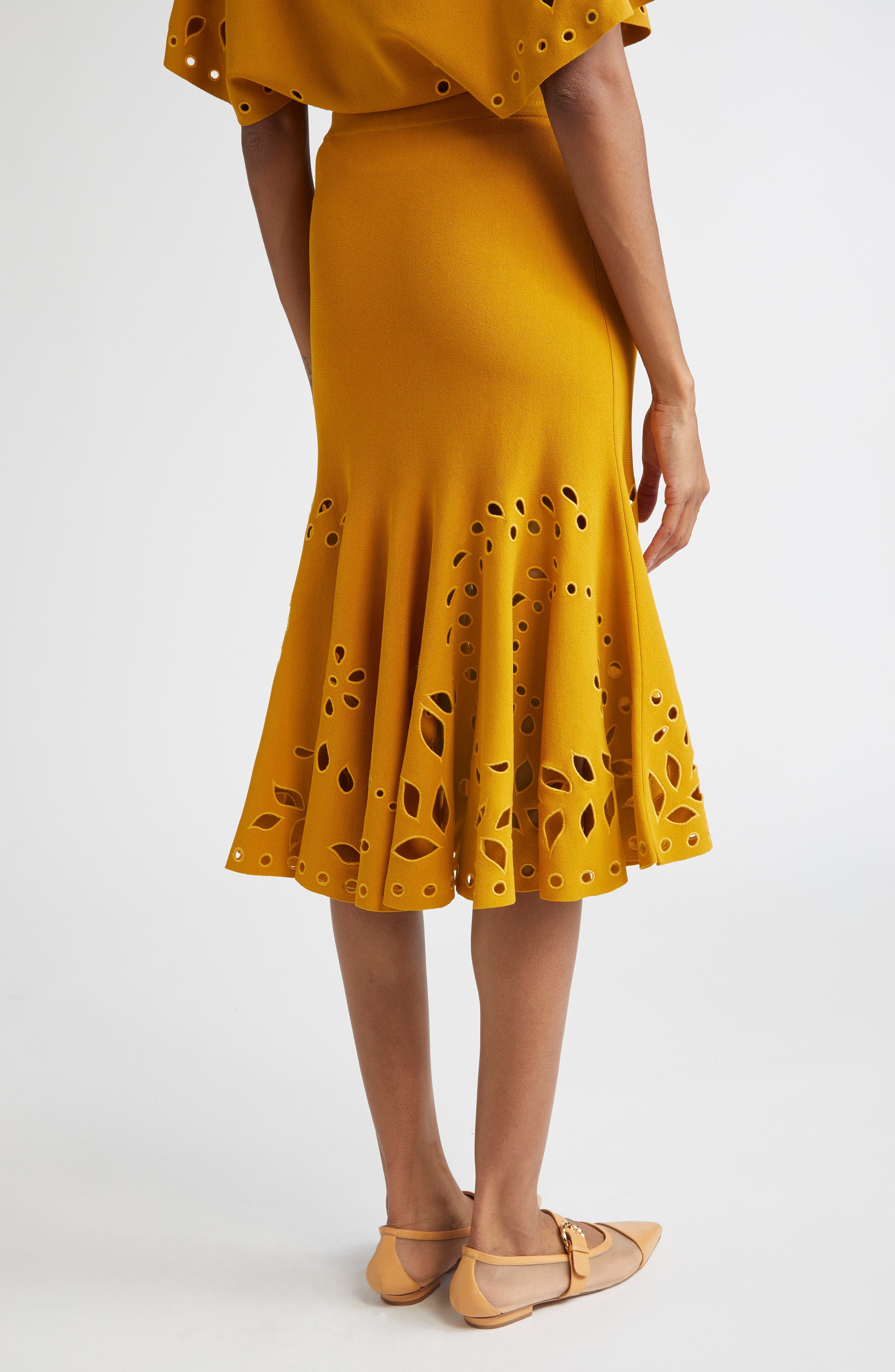 Ulla Johnson Fiorella Eyelet Detail Knit Skirt in Goldenrod at Nordstrom - 3