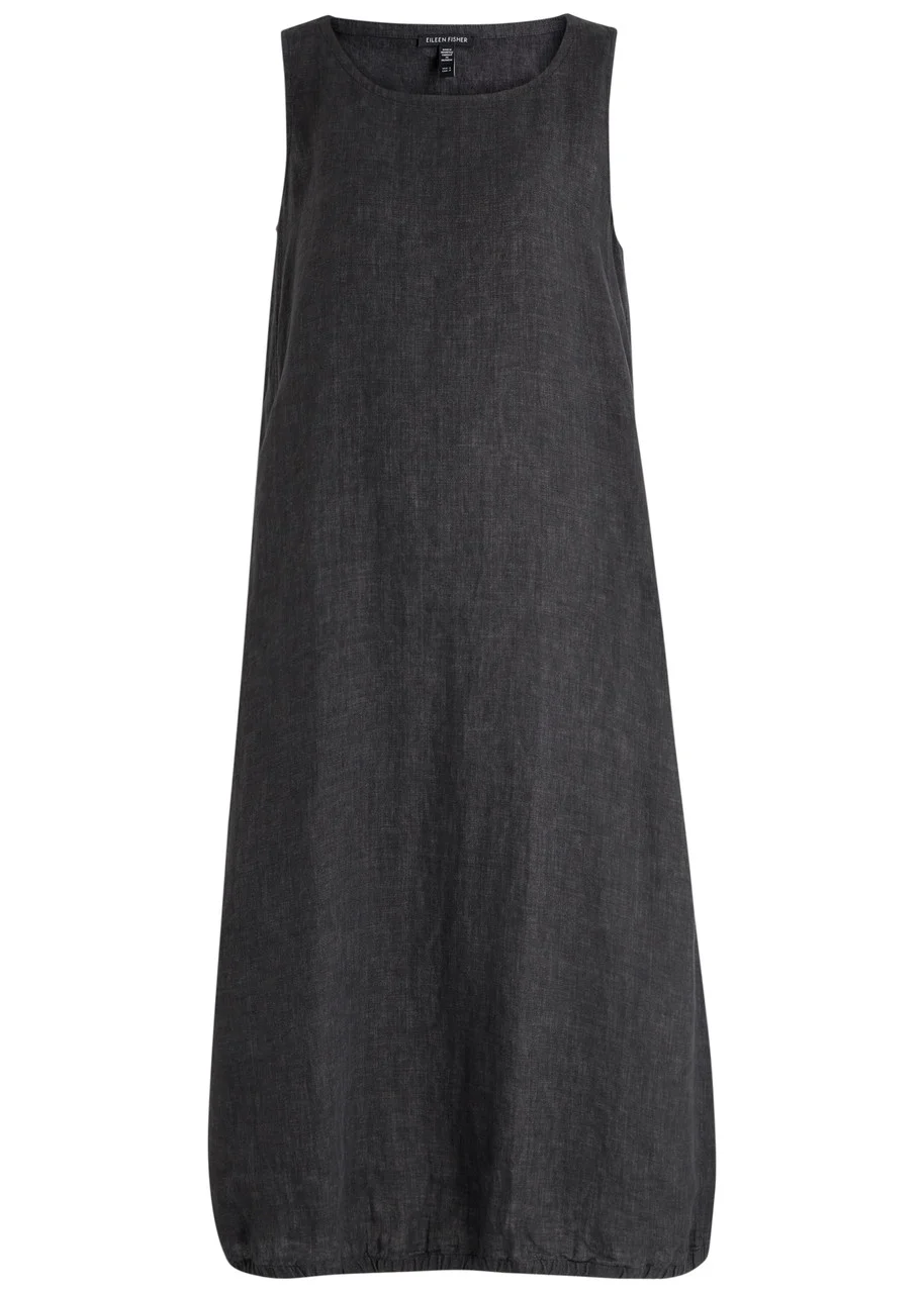 Eileen Fisher Lantern Linen Midi Dress - 1