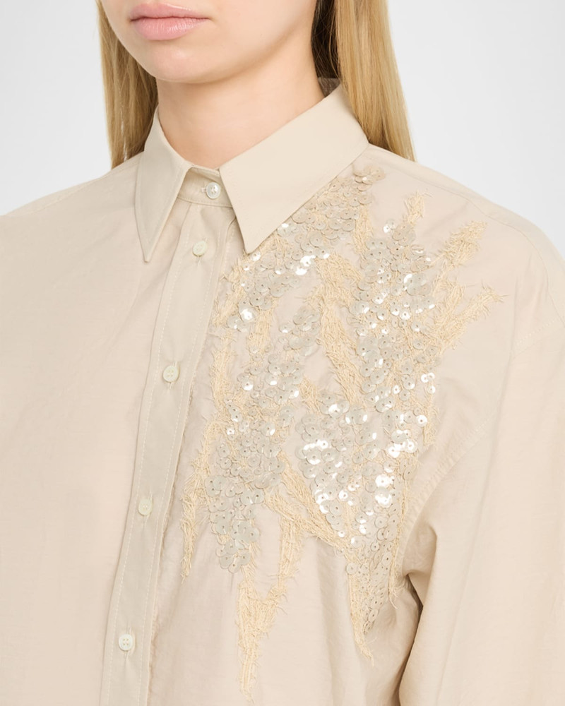 Halo Effect Embroidered Cotton-Blend Shirt 5