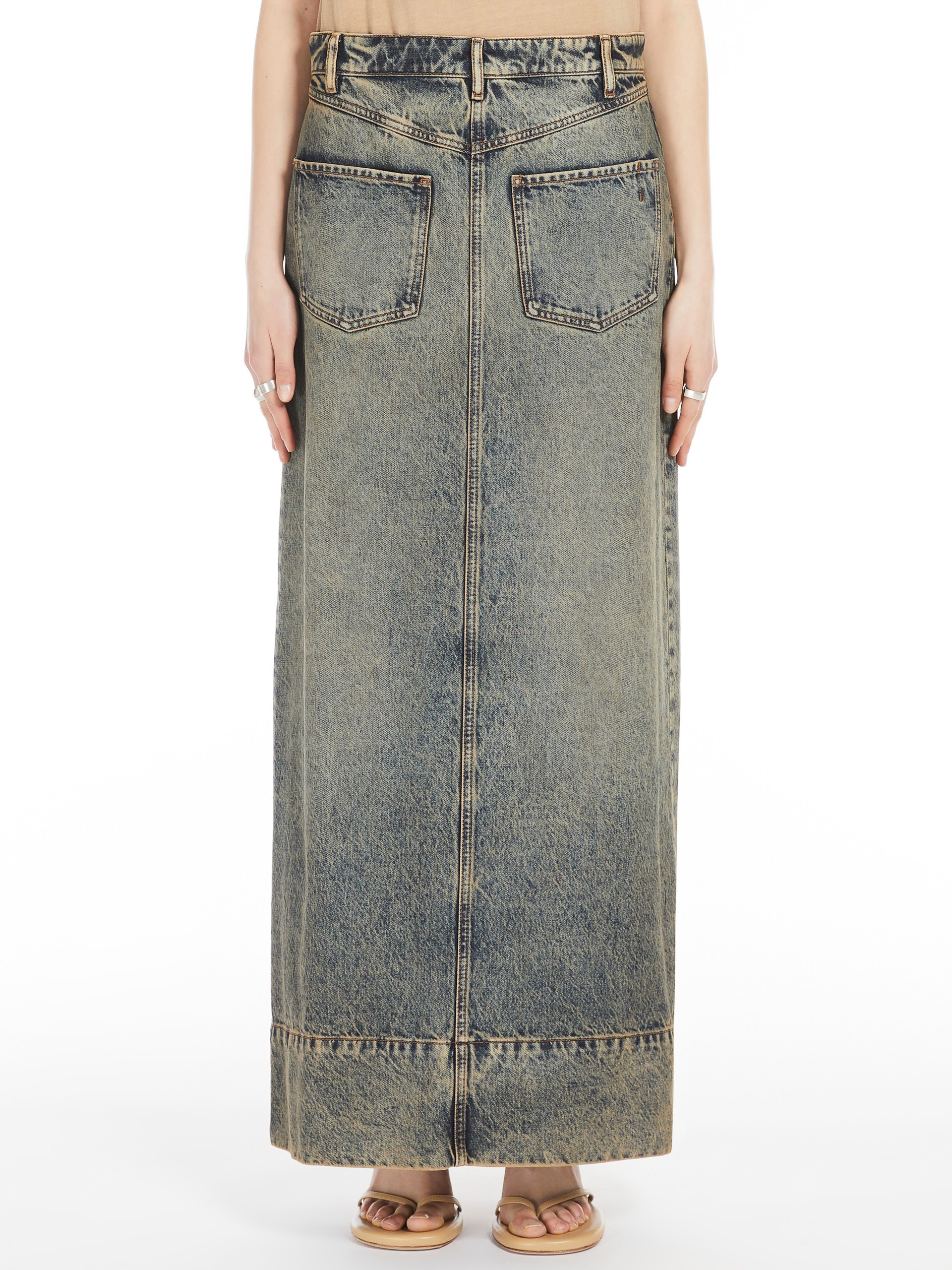 PIAVE Long skirt in worn denim - 3