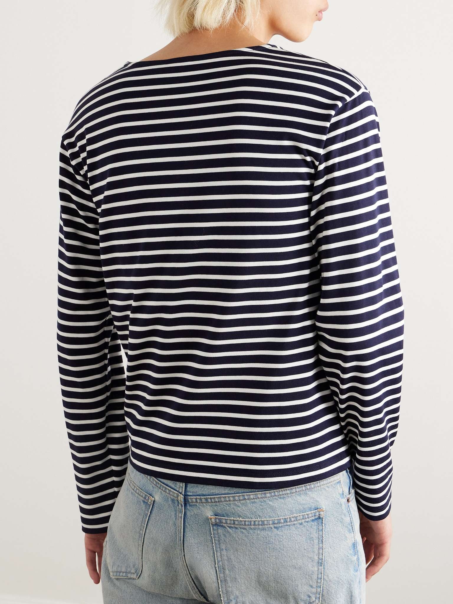 Logo-Embroidered Striped Cotton-Jersey T-Shirt - 4