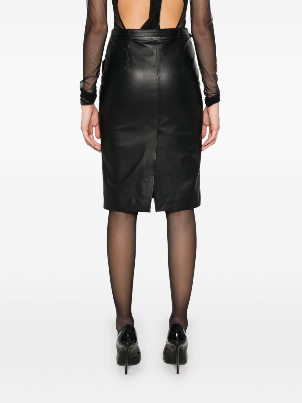 Amra belted leather skirt - 4