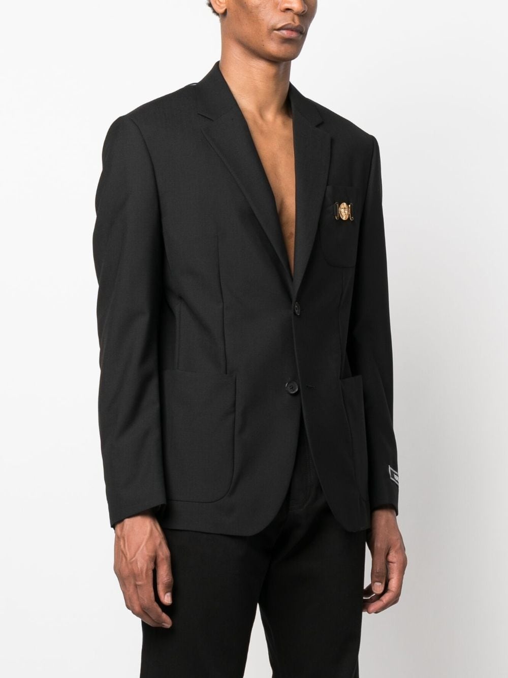 logo-plaque single-breasted blazer - 3