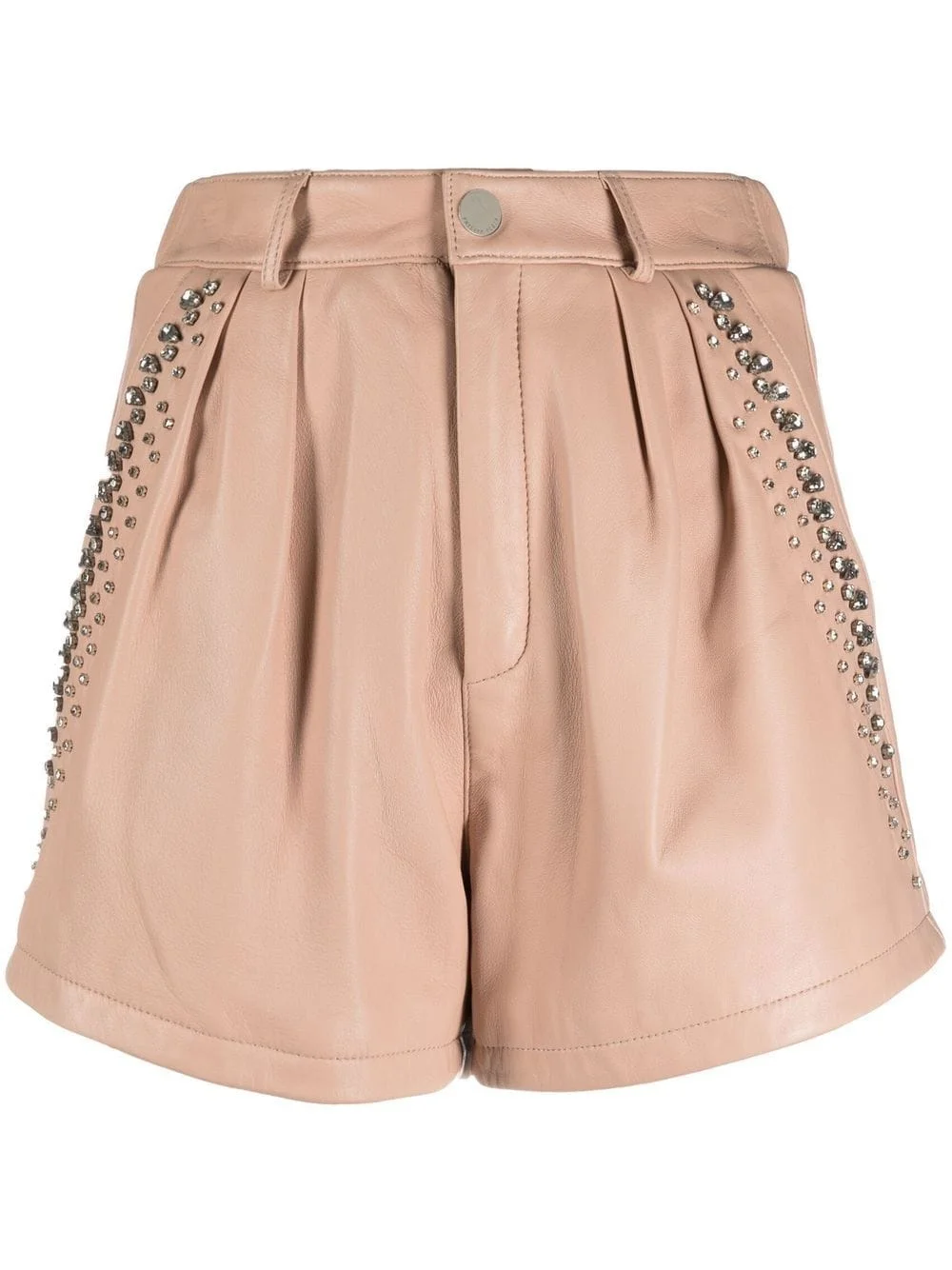 crystal-embellished leather shorts - 1