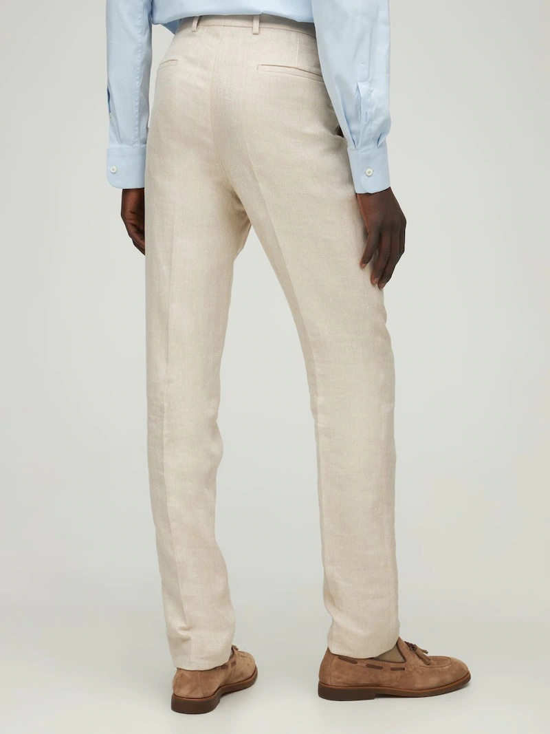 DOUBLE BREAST LINEN BLEND SUIT - 4
