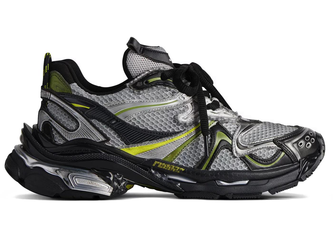 【BALENCIAGA】Runner2.0 sneakers Silver/Grey/Kaki/Neonyellow BALENCIAGA Balenciaga Runner 2.0 Worn-Out Silver Neon Yellow