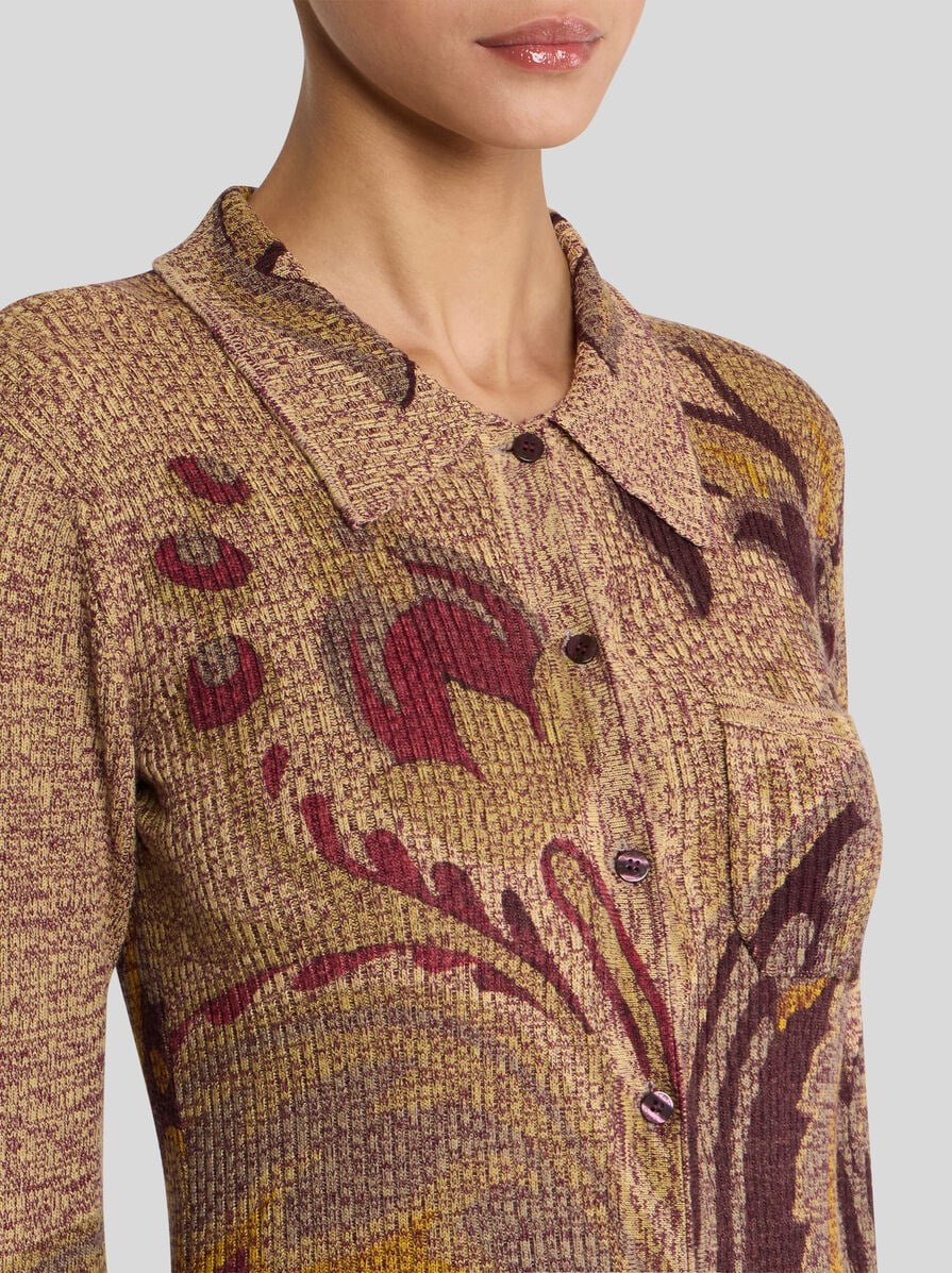 RIBBED WOOL CARDIGAN WITH DAFFODIL MOTIF - 3