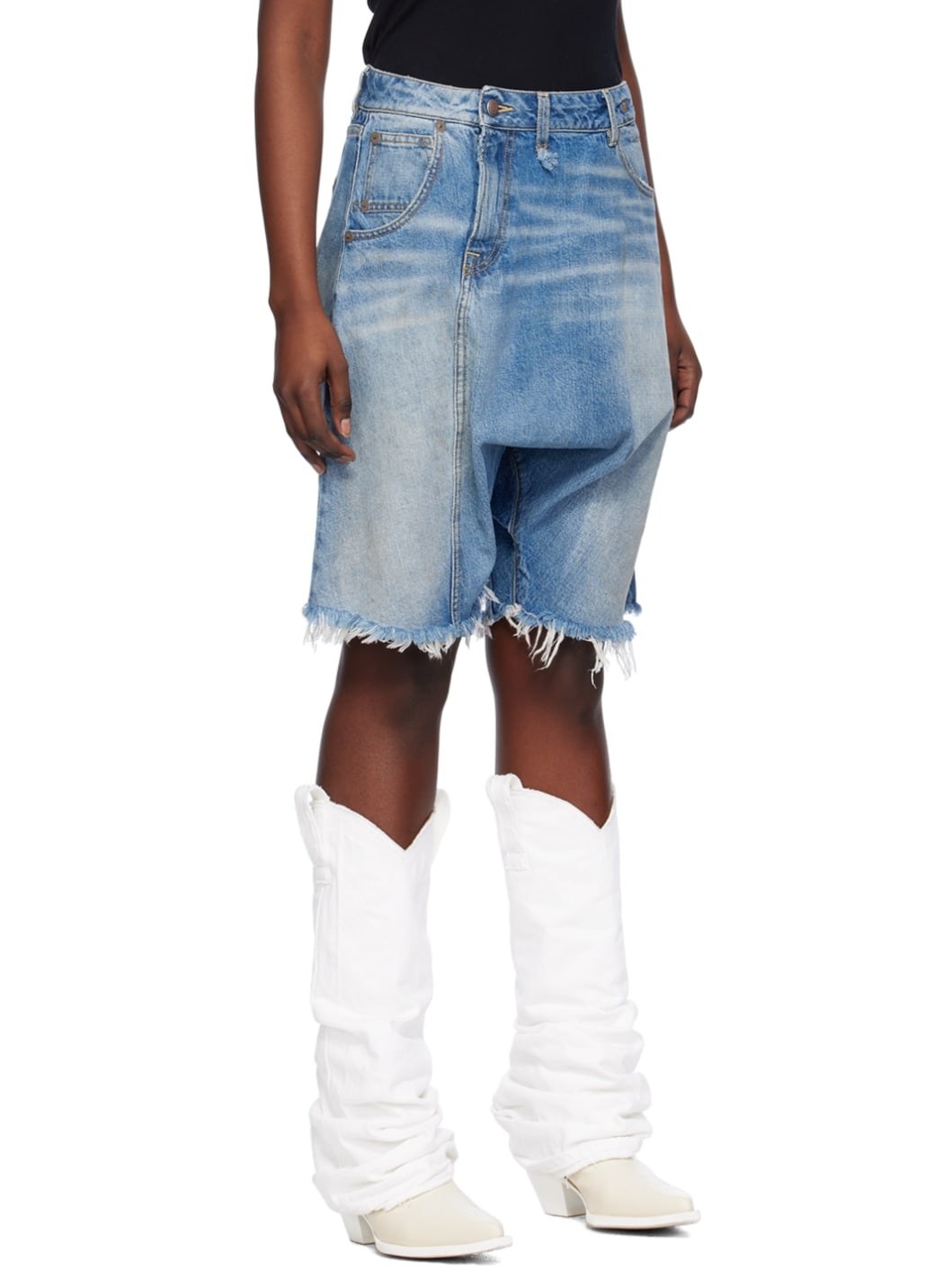 SSENSE Exclusive Blue Twister Denim Shorts - 4