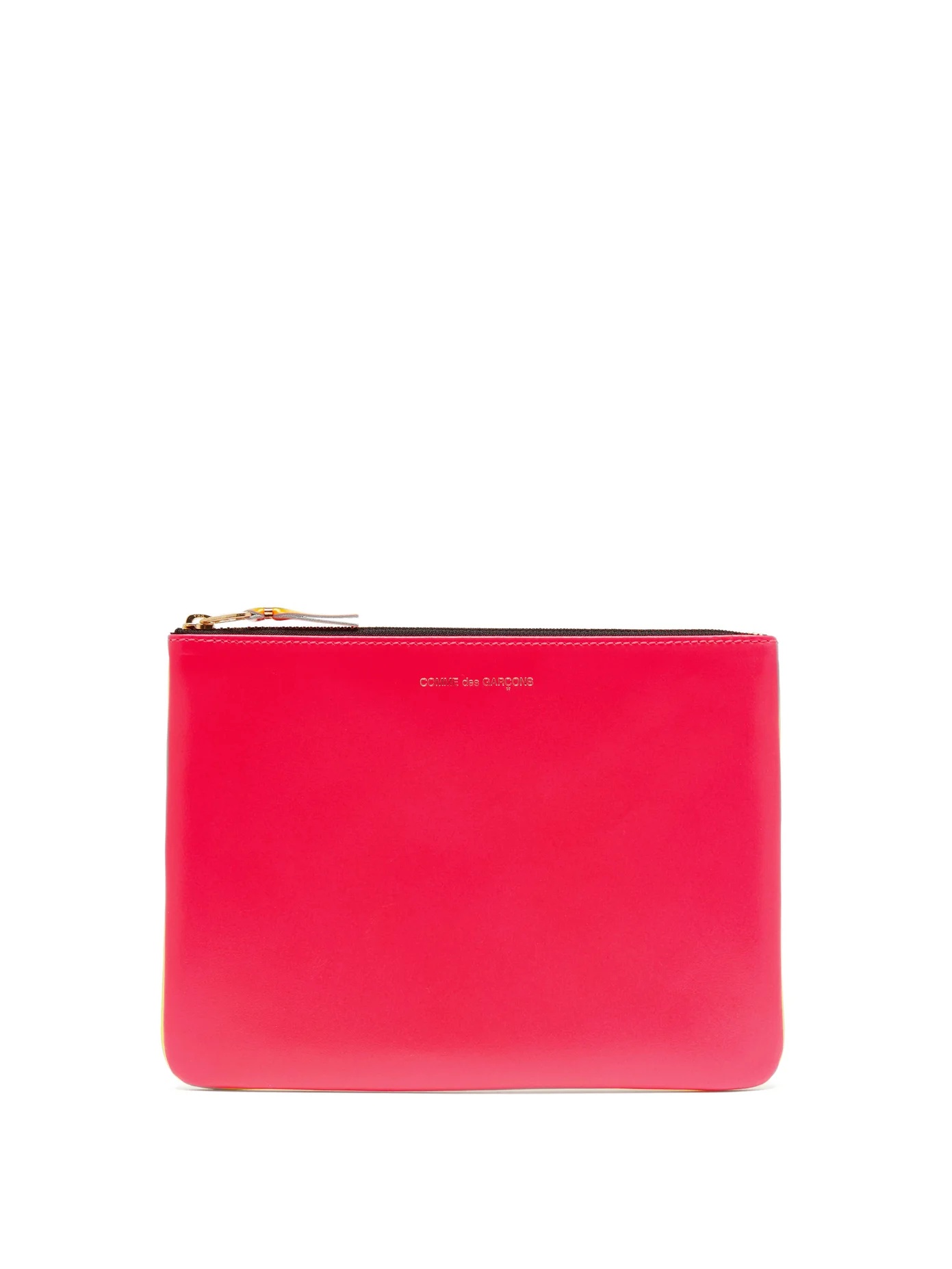 Colour-block leather pouch - 1