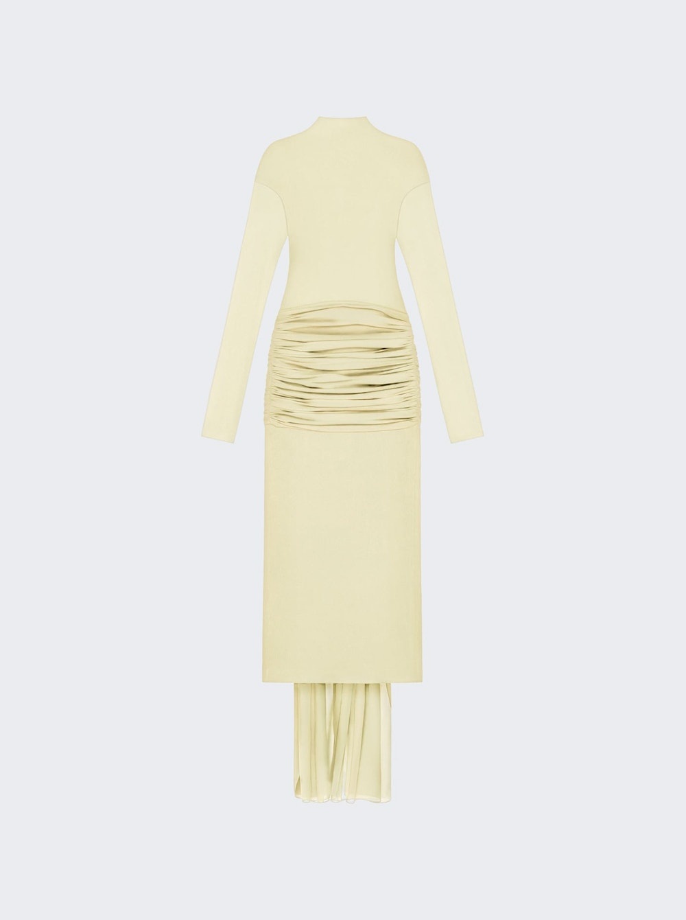 Ruched Waist Dress Pale Yellow - 1