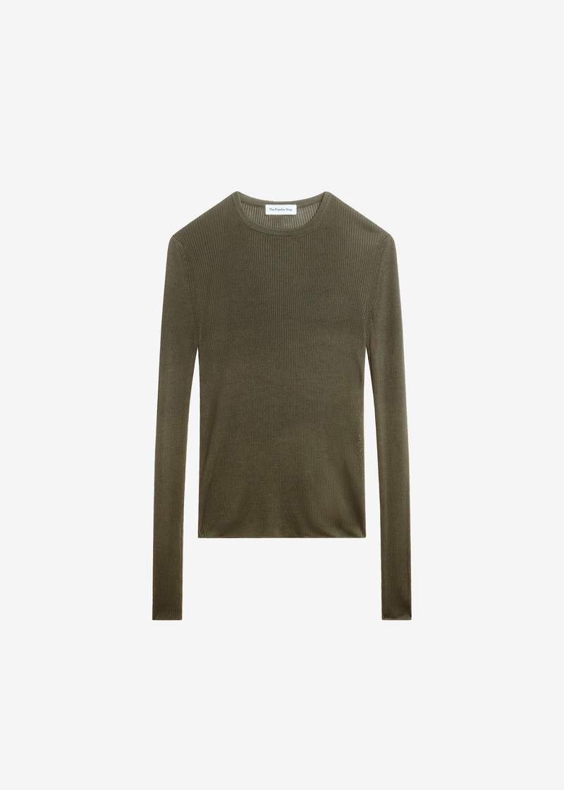 Kazel Thin Knit Top - Khaki 1