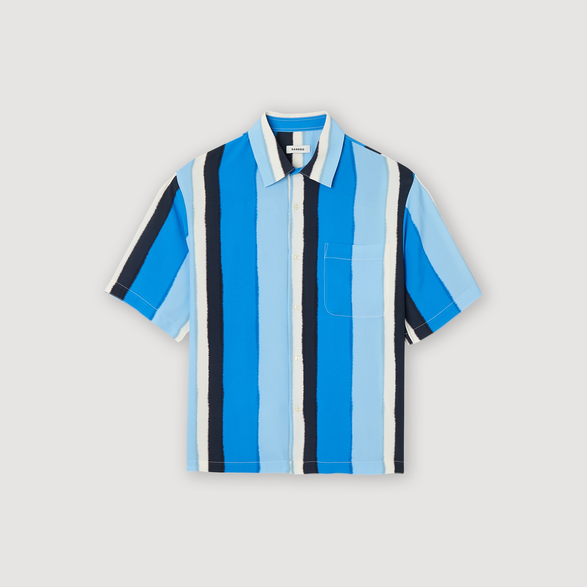 Flowing striped short-sleeved shirt - 1