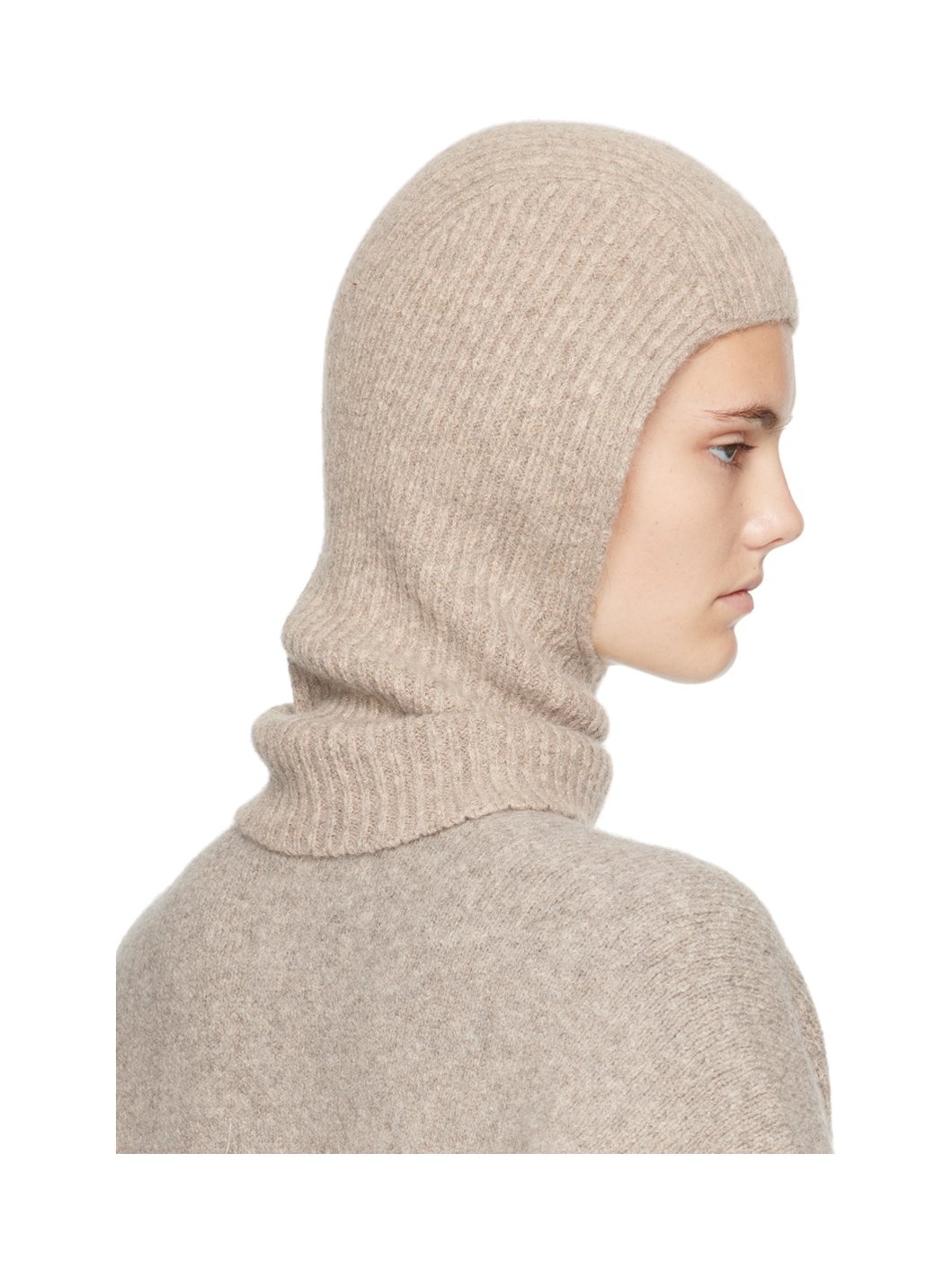 Taupe Soft Rib Balaclava - 3
