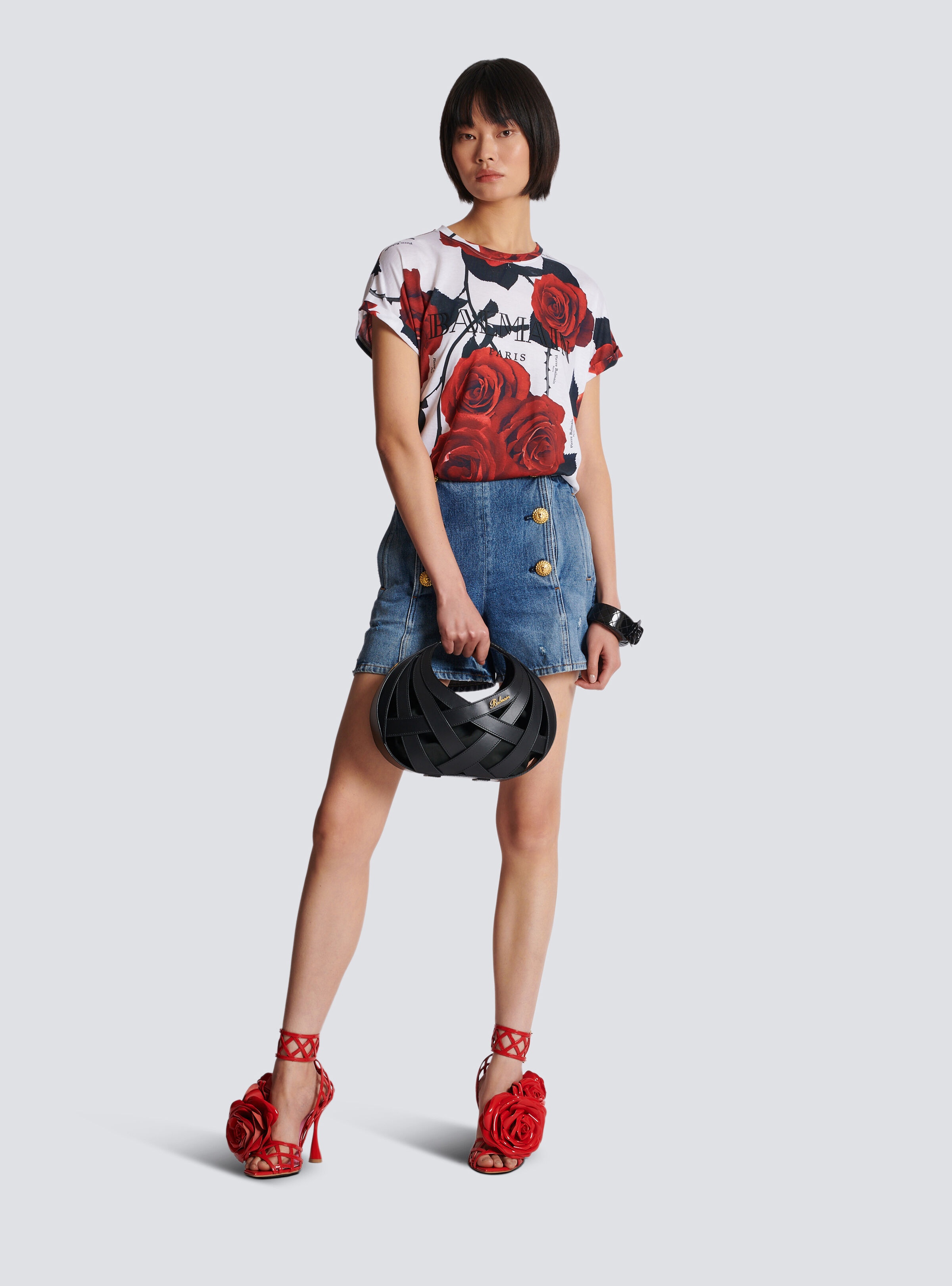 Vintage Balmain T-shirt with Red Roses print - 2