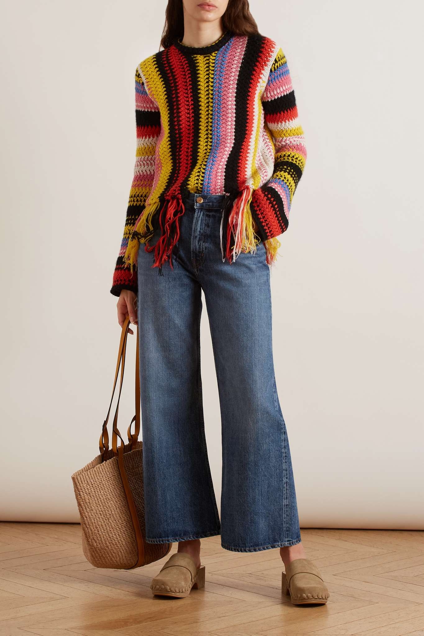 Striped macramé cashmere and wool-blend sweater - 2