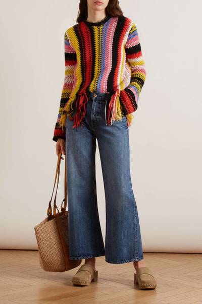 Chloé Striped macramé cashmere and wool-blend sweater outlook