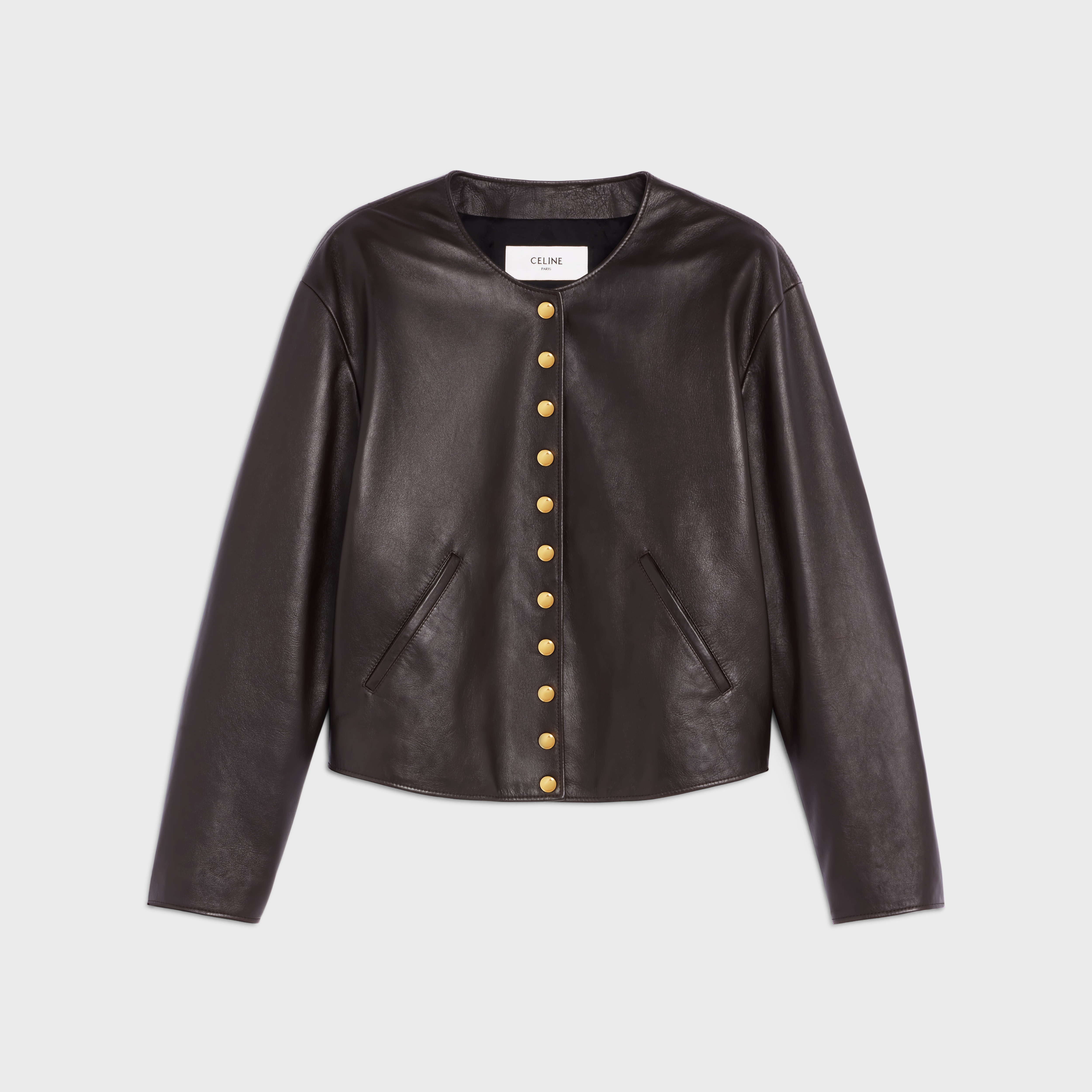 Pure collar jacket with snap buttons in soft lambskin - 1