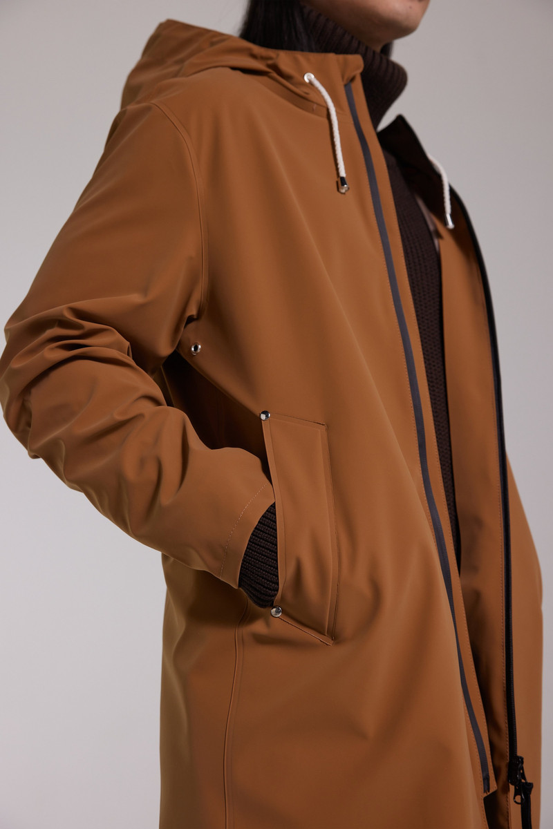 Stockholm Lightweight Zip Matte Raincoat Cognac 4