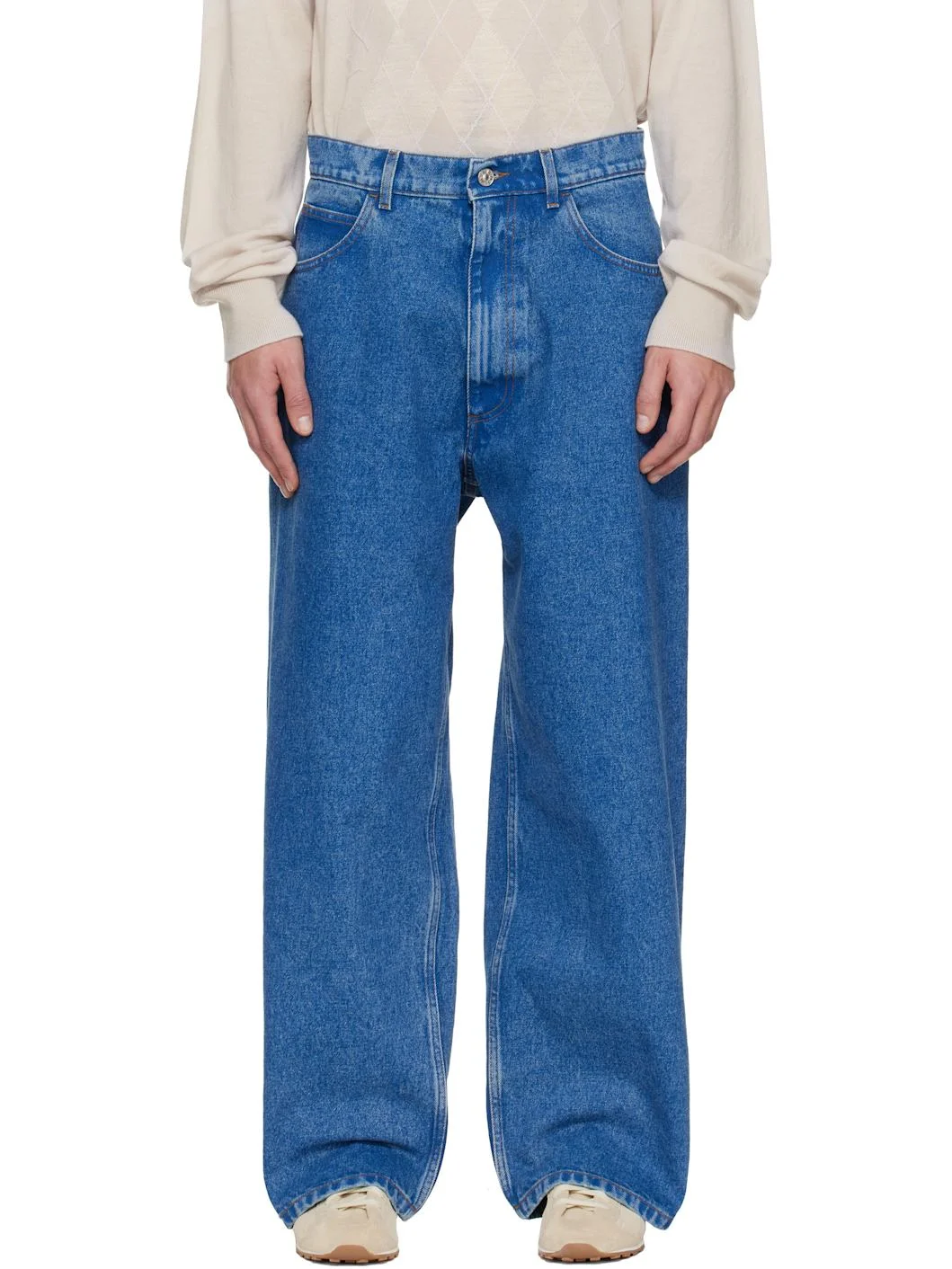 Blue Bleached Coated Jeans - 1