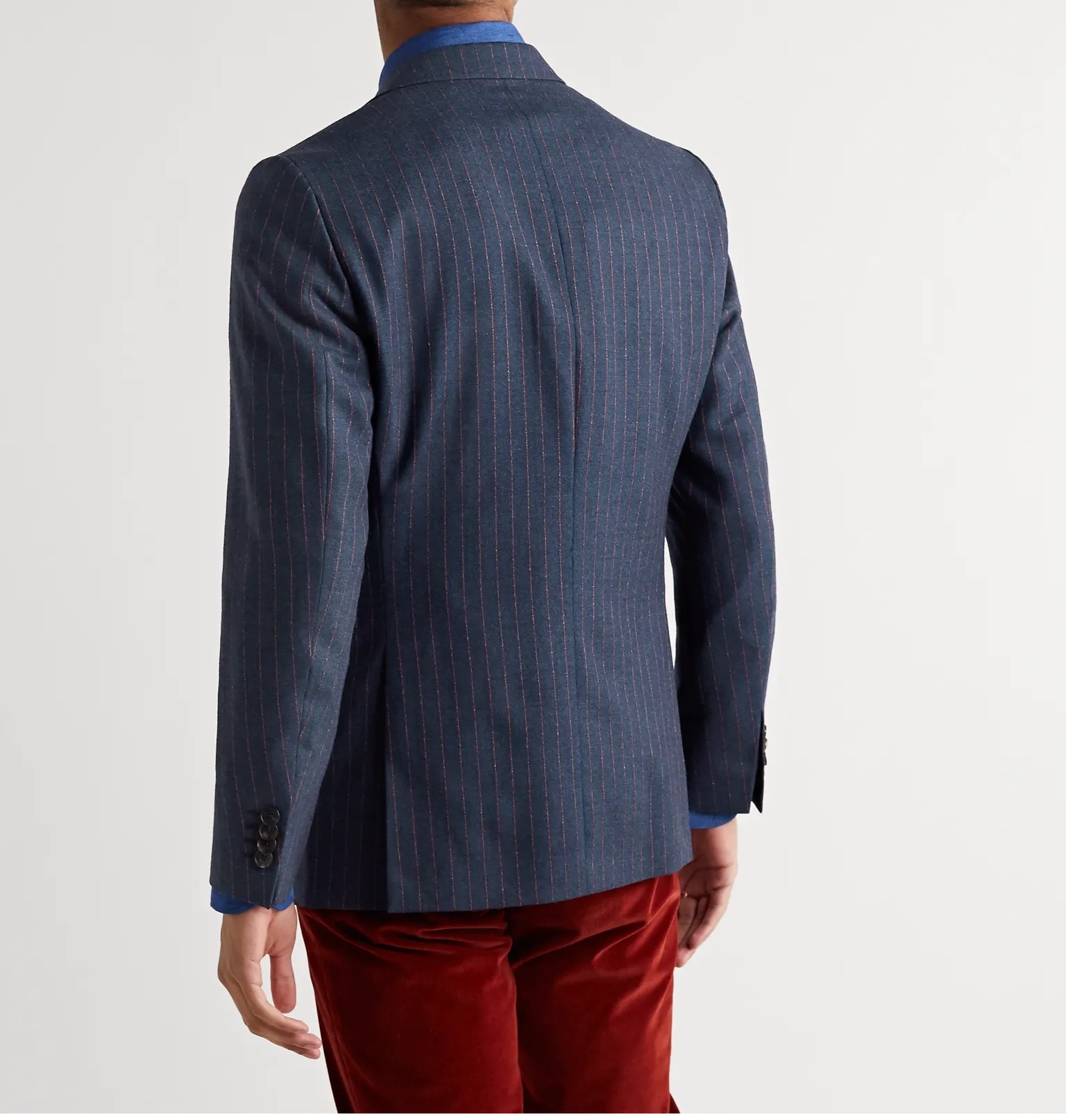 Slim-Fit Unstructured Striped Wool, Cashmere, Silk and Cotton-Blend Suit Jacket - 4