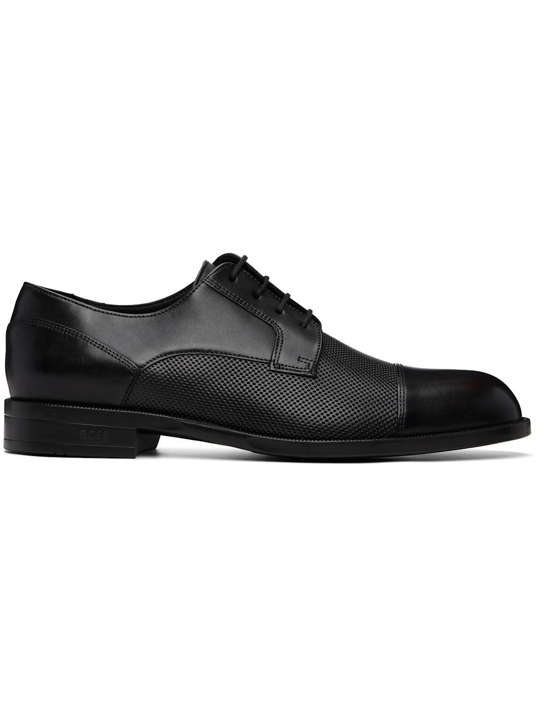 Black Cap-Toe Leather Derbys - 1