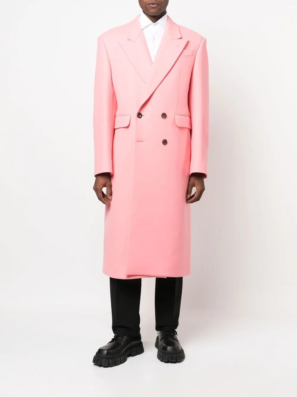 double-breasted wool-cashmere coat - 2