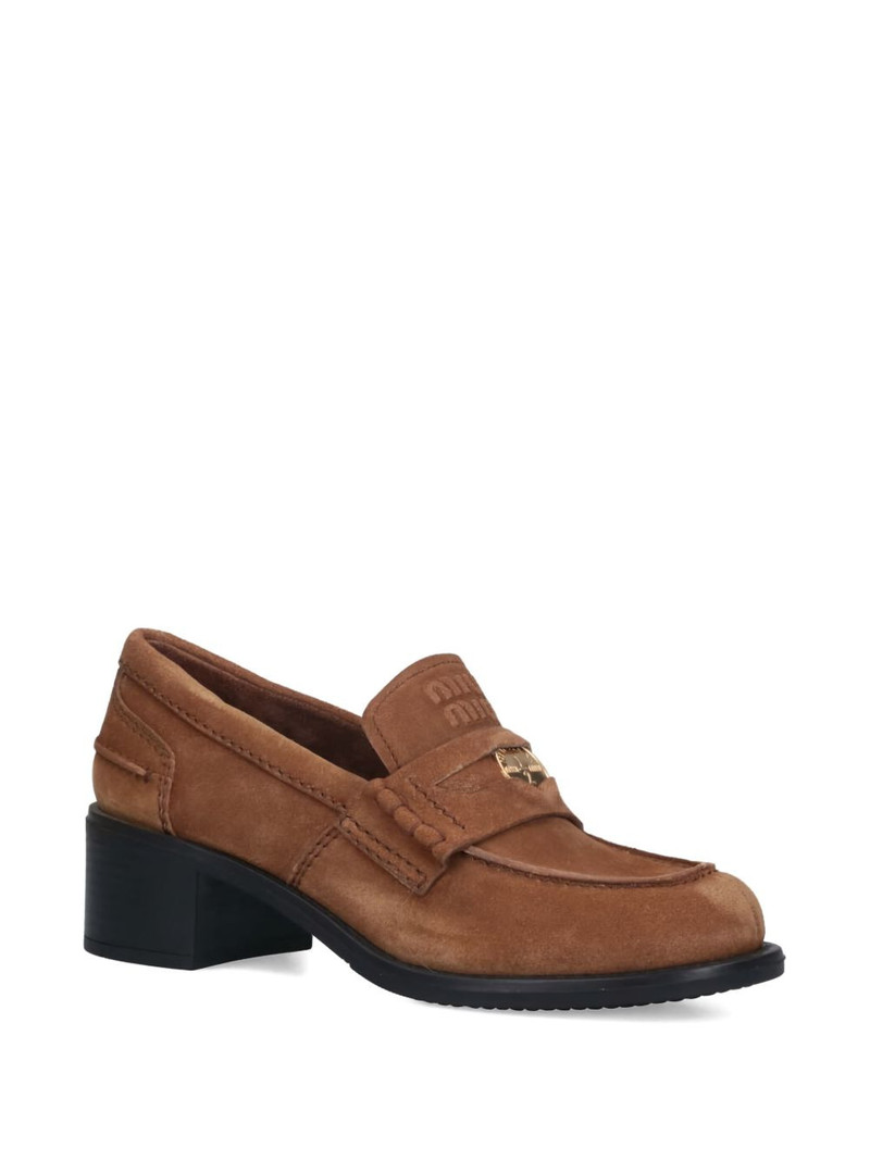 Miu Miu 55mm block-heel penny loafers outlook