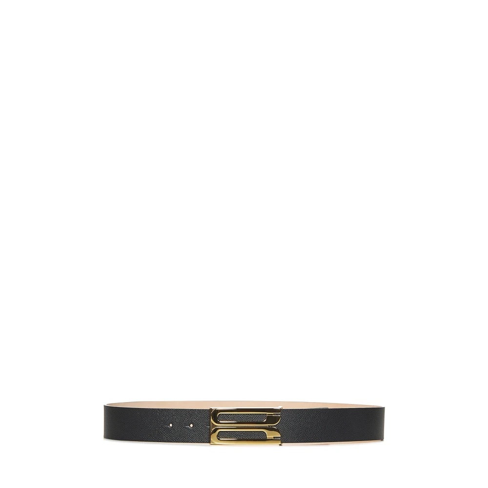 Victoria Beckham BLACK LEATHER BELT WITH GOLD BUCKLE