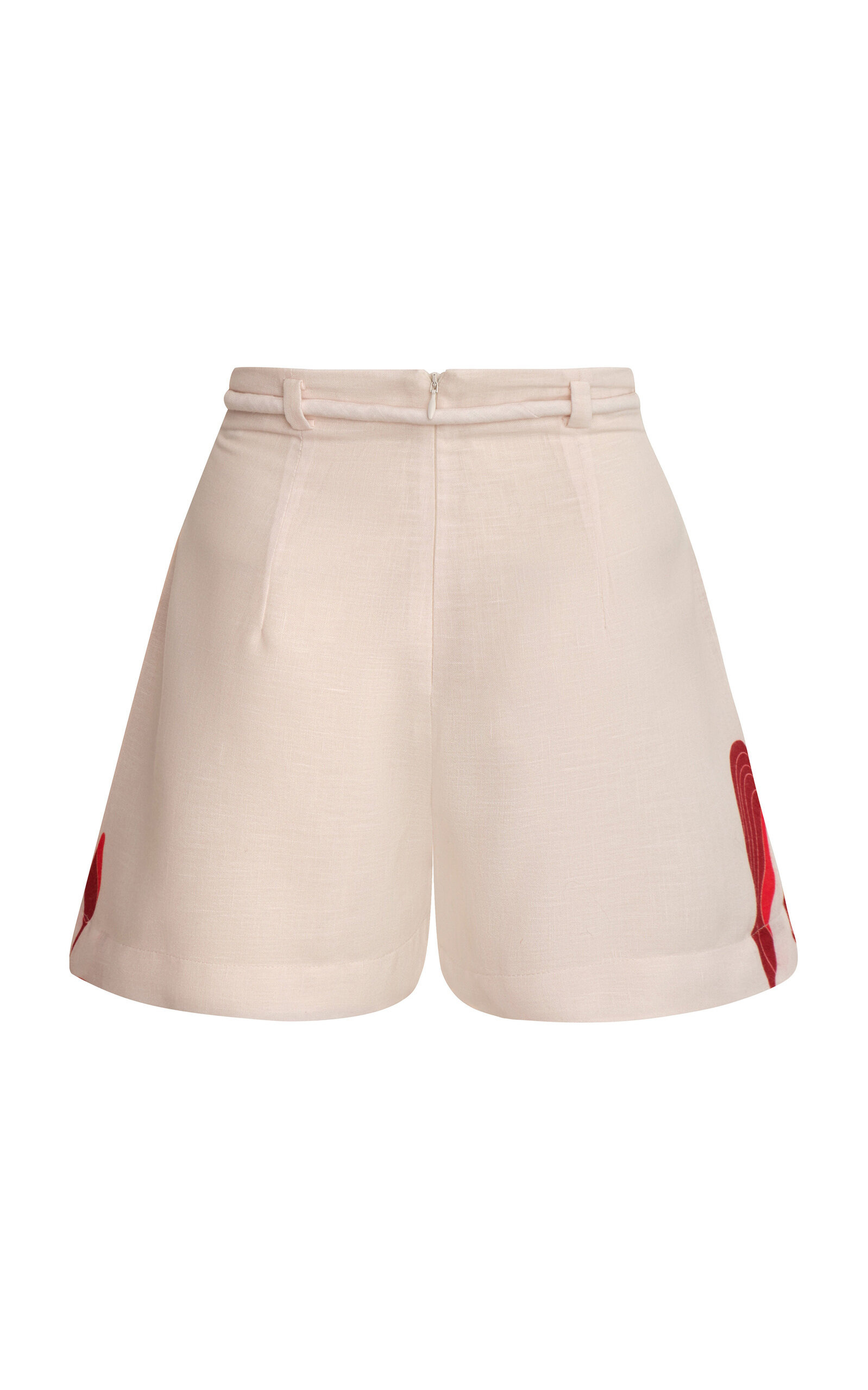 Viento Y Flores Belted Linen Shorts red - 3