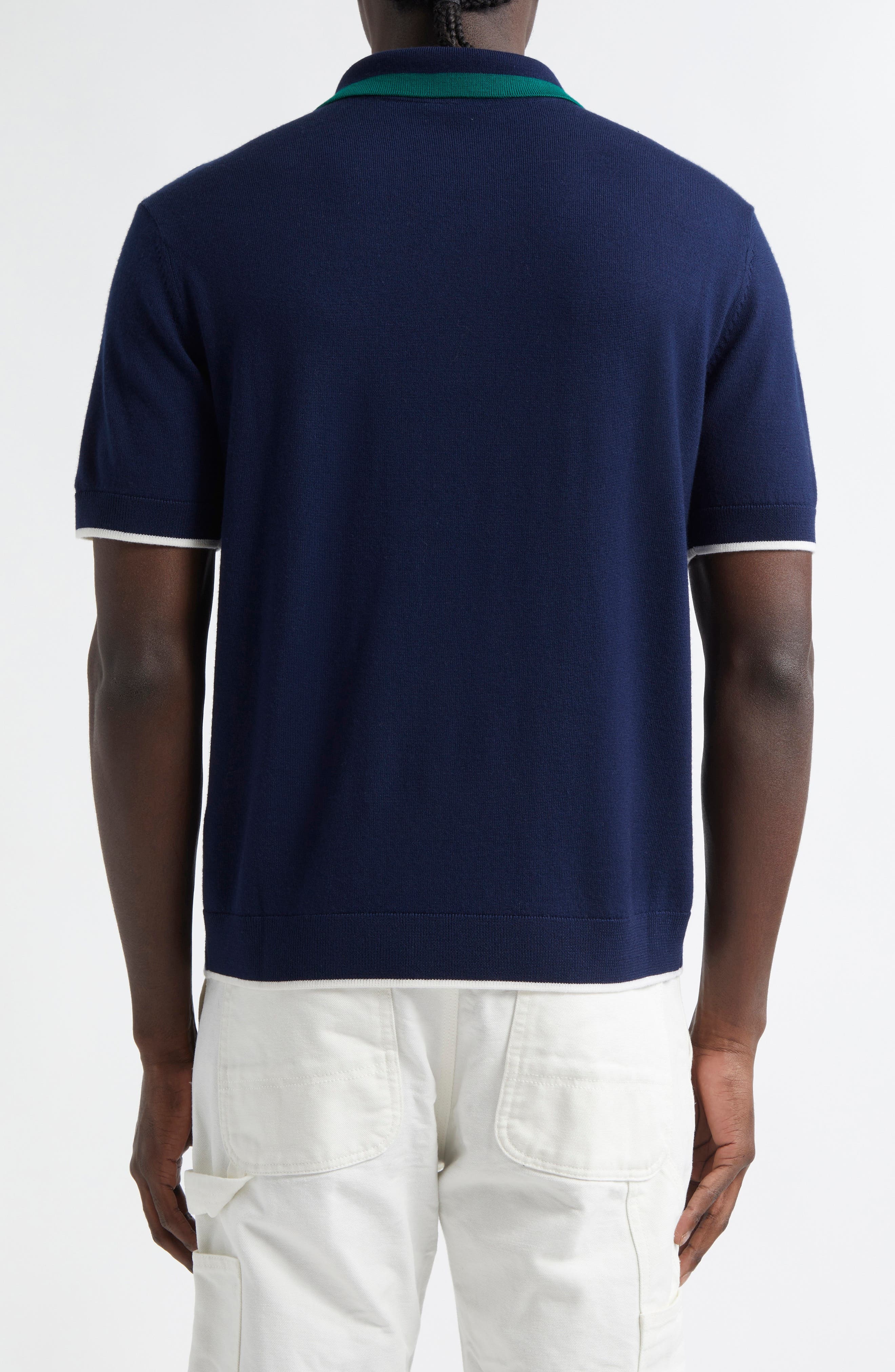 Casablanca Merino Wool Tennis Polo in Navy at Nordstrom - 2
