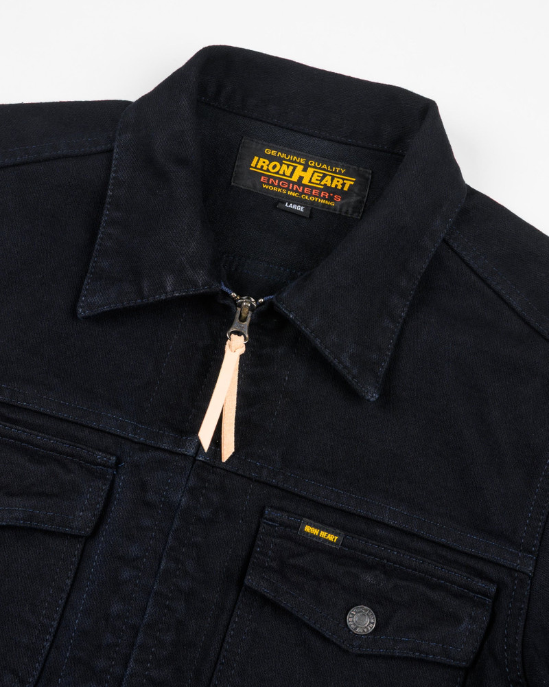 IHJ-123-OD 14OZ BROKEN TWILL SELVEDGE DENIM WORK JACKET - INDIGO OVERDYED BLACK 6