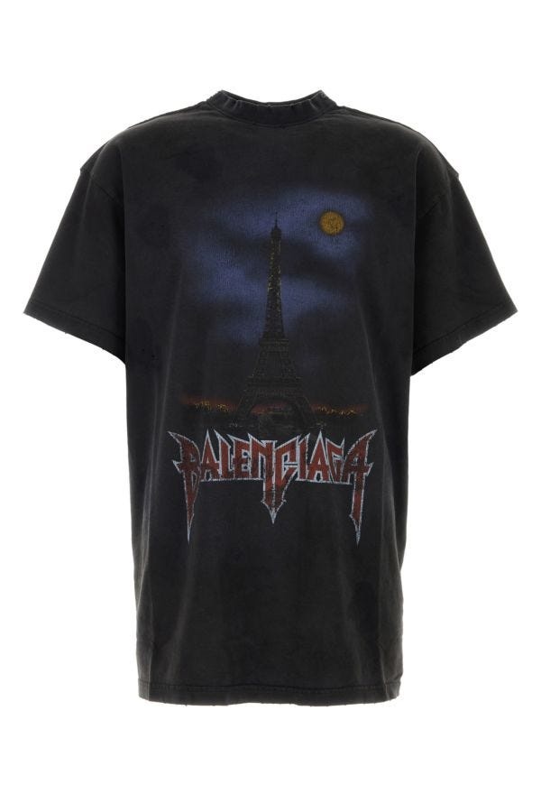 BALENCIAGA Charcoal cotton oversize t-shirt