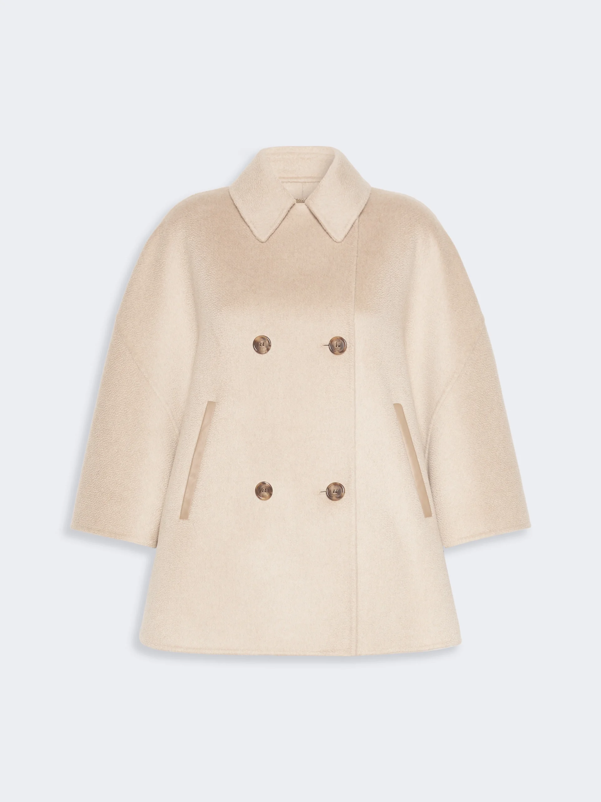 OSPITE Double-breasted cape in zibeline cashmere - SAND - 1