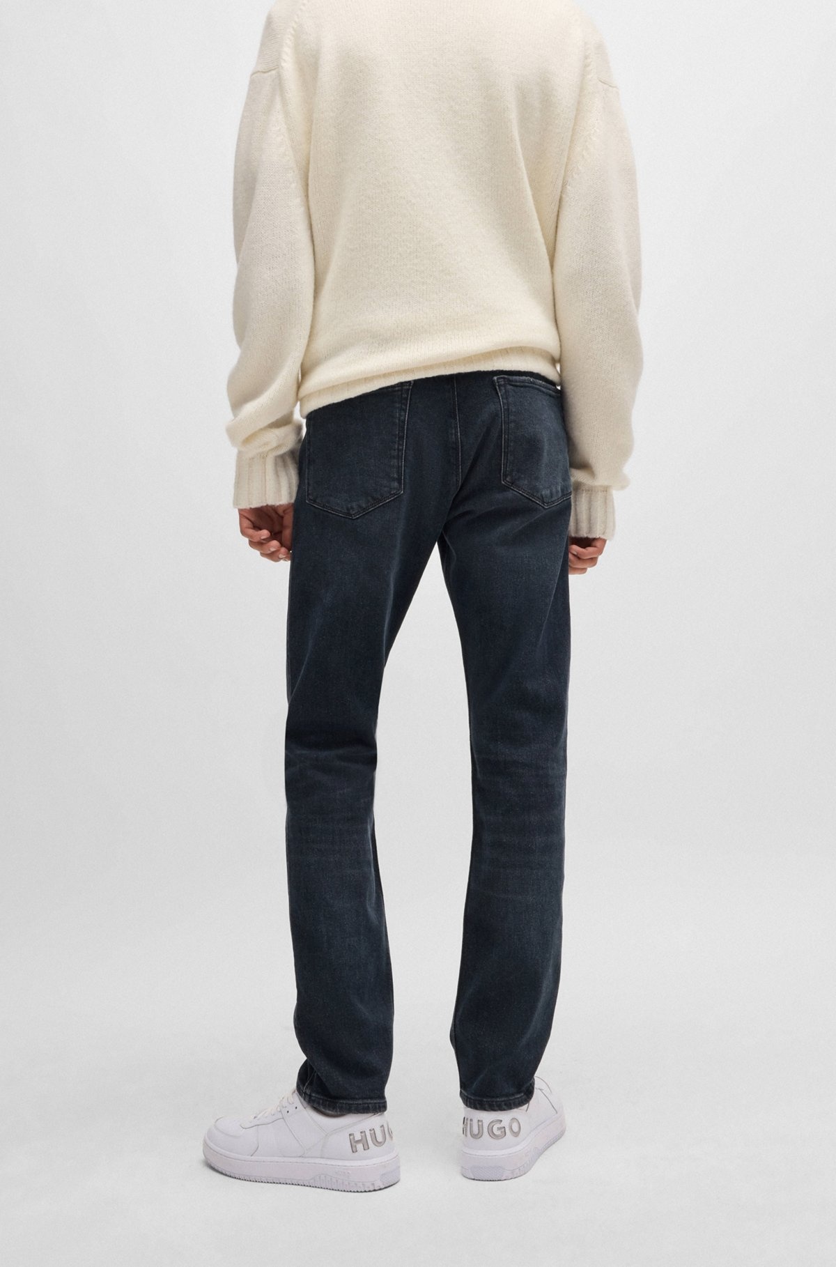 SLIM-FIT JEANS IN STRETCH DENIM WITH USED EFFECTS - 4