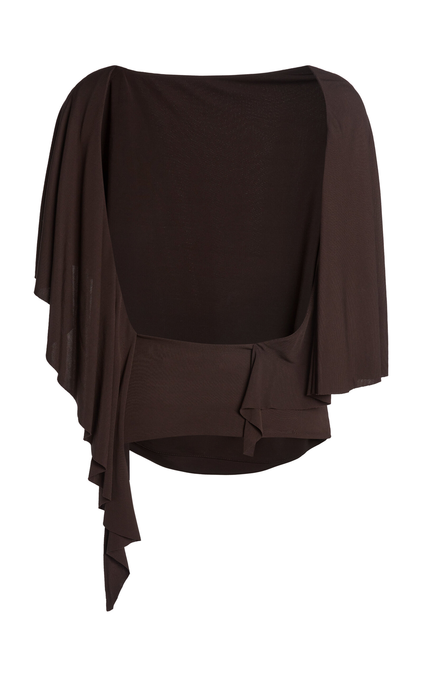 Fluted Backless Jersey Top brown - 5