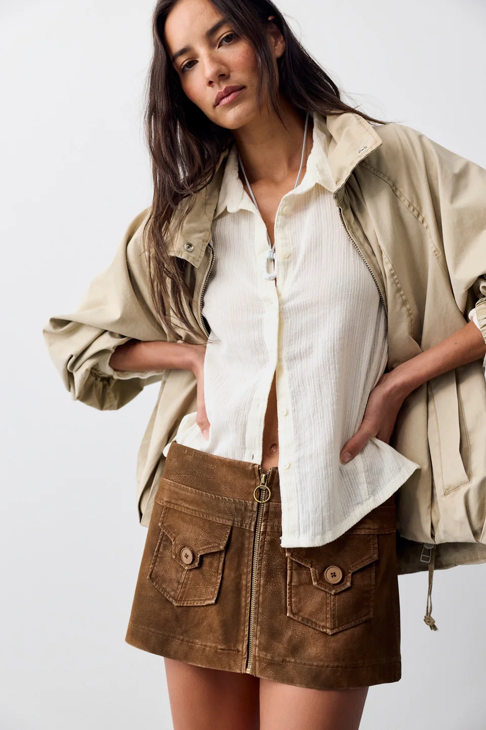 Halyard Vegan Suede Mini Skirt - 1