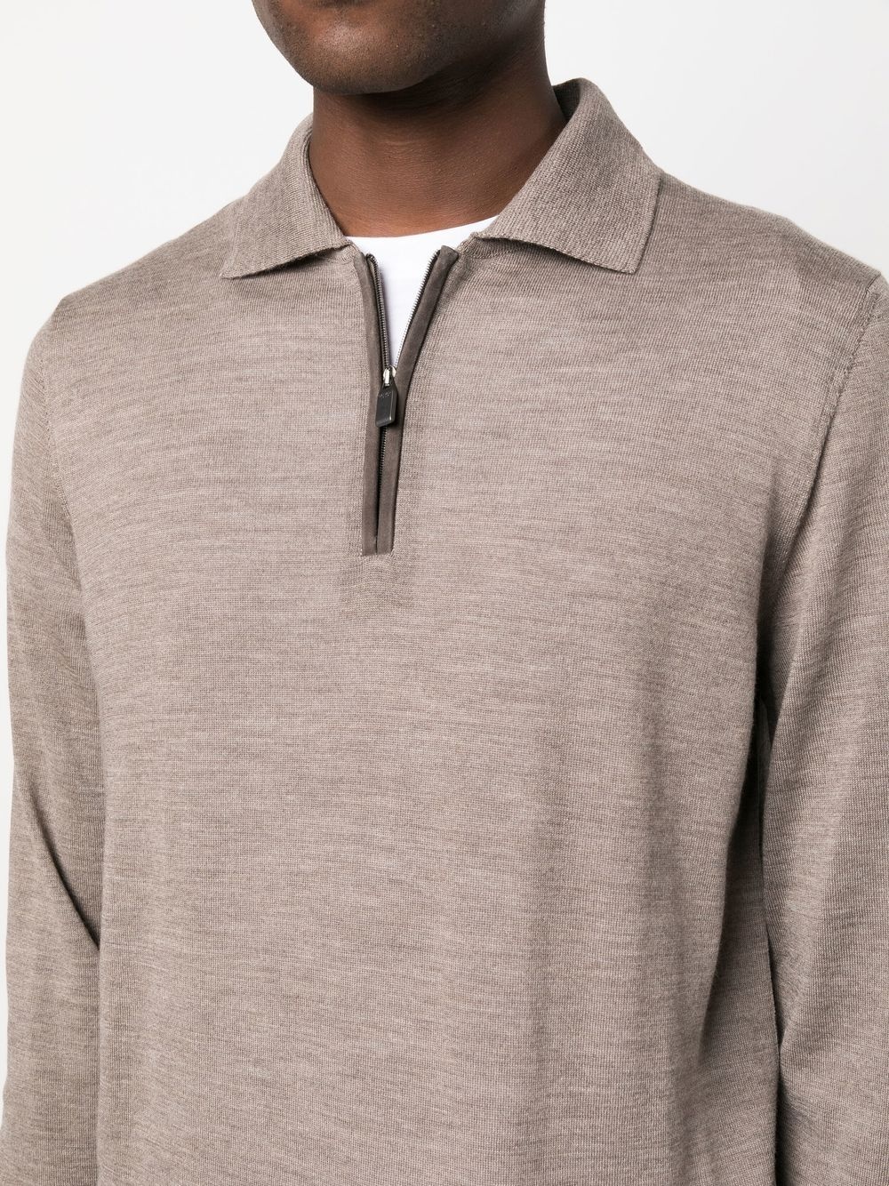 long-sleeve wool polo shirt - 5