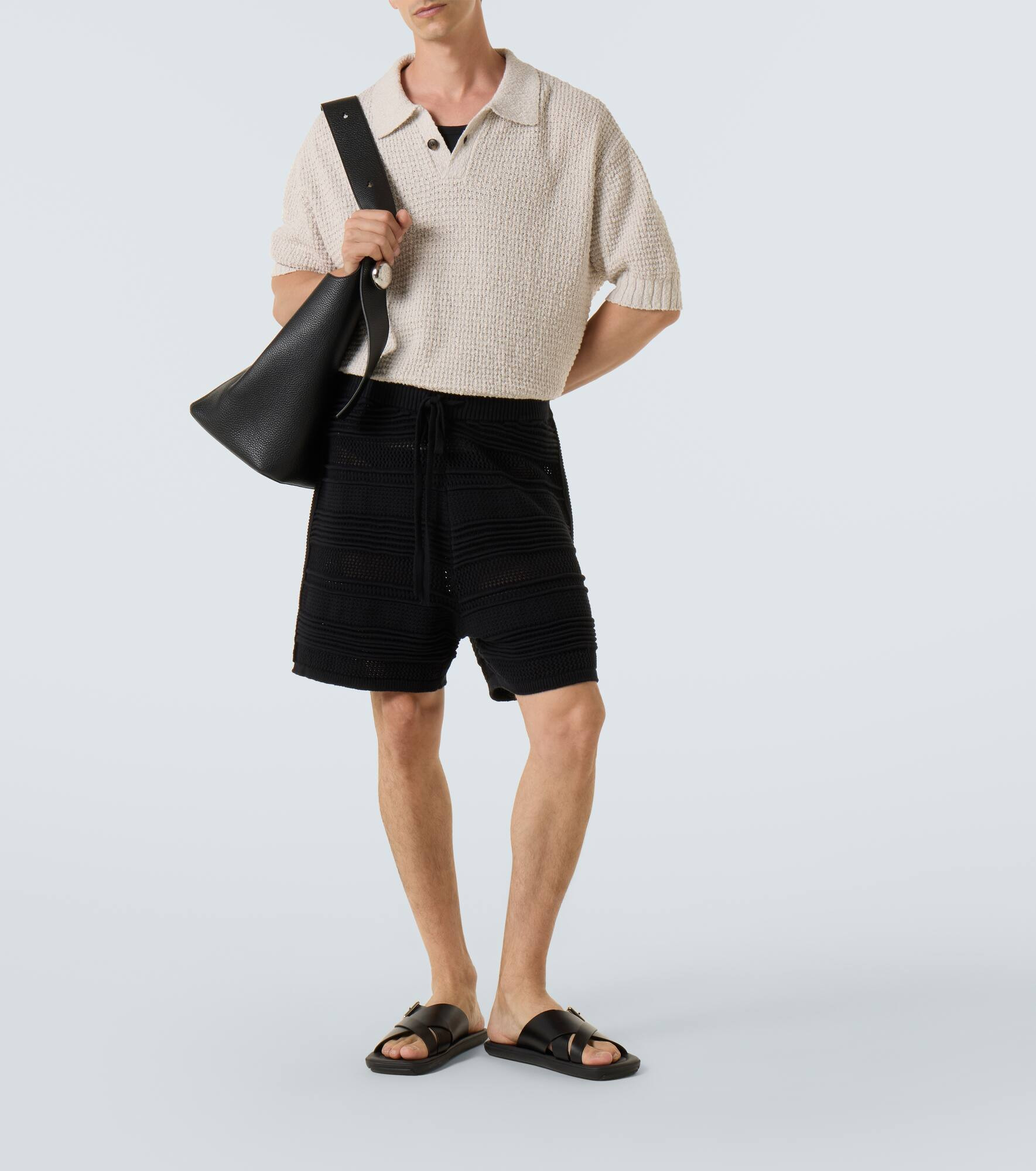 Cotton-blend crochet Bermuda shorts - 2