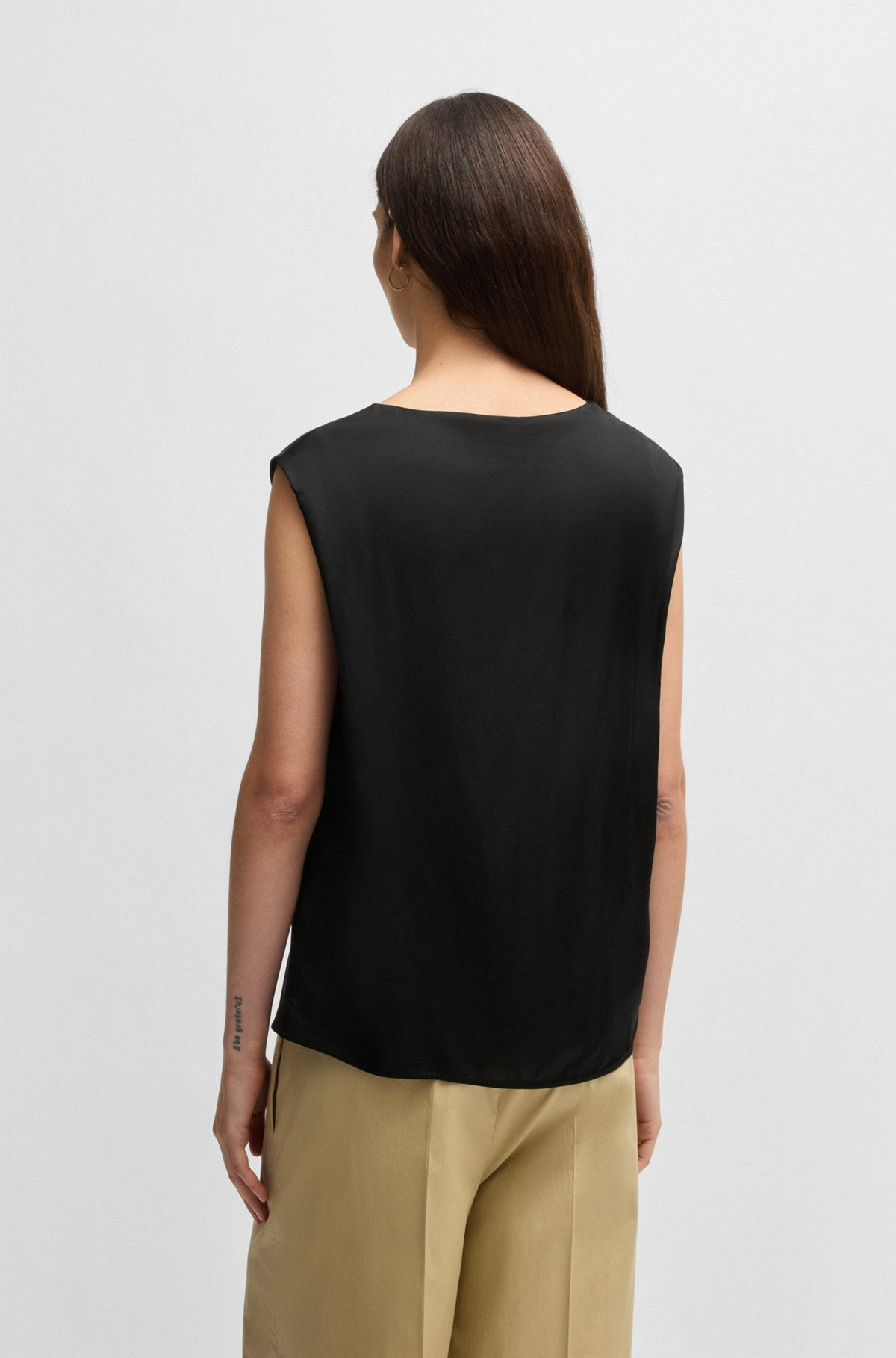 SLEEVELESS T-SHIRT WITH RIBBED FRONT - 4