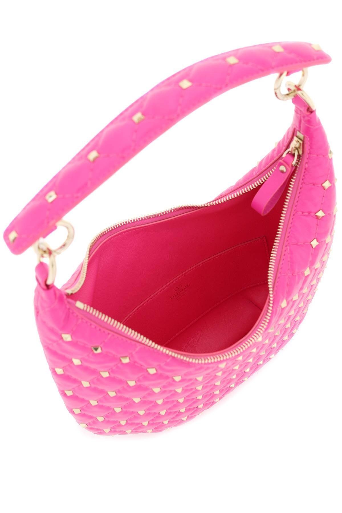 SMALL LEATHER 'ROCKSTUD SPIKE' HOBO BAG - 4