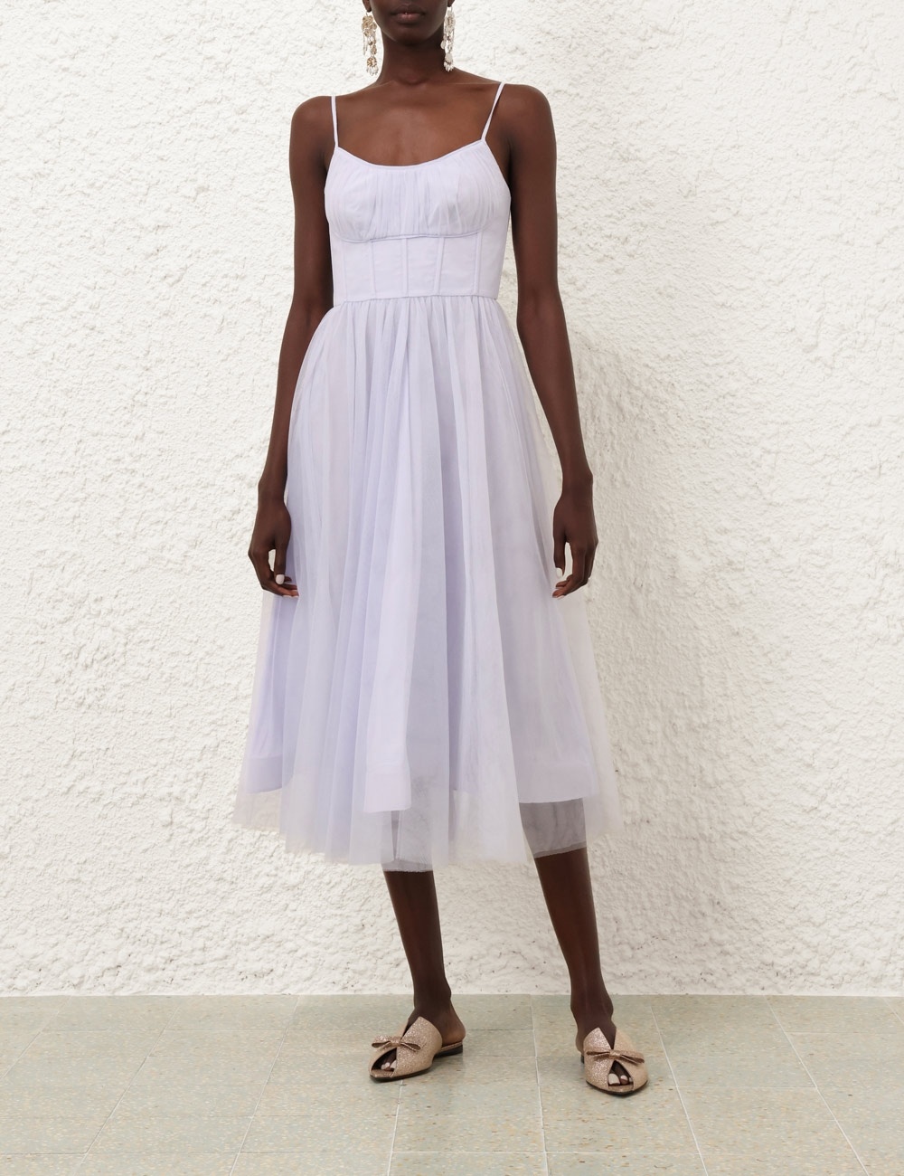 Zimmermann TULLE CORSET MIDI DRESS | REVERSIBLE